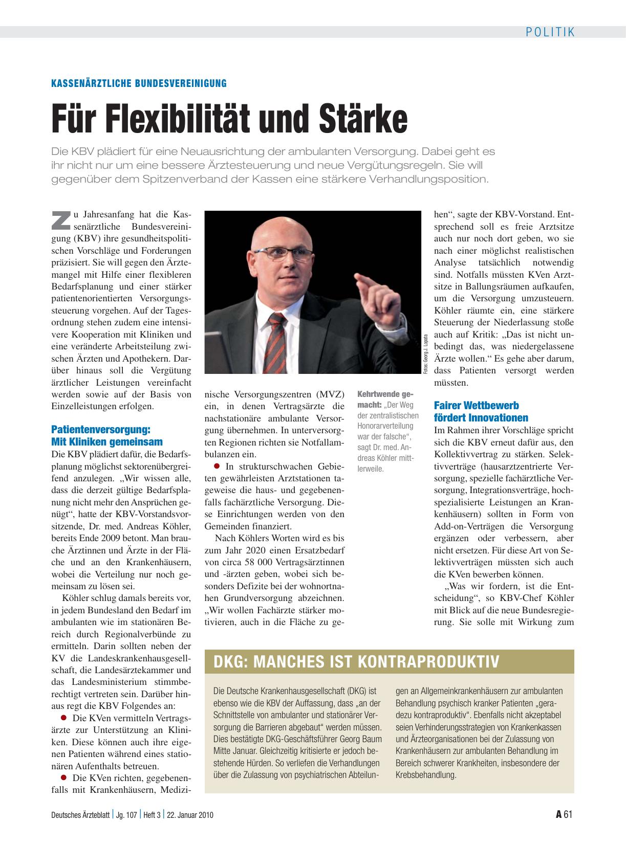 Vorschauseite 1: Kassenärztliche Bundesvereinigung: Für Flexibilität und Stärke