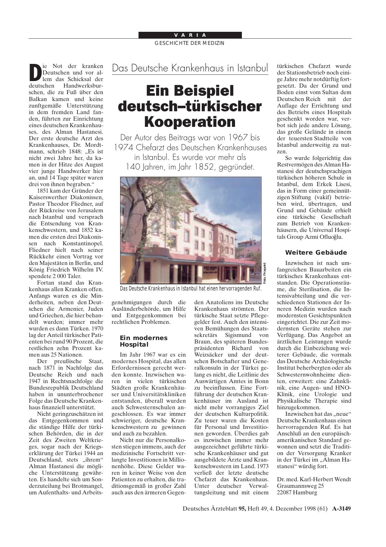 Vorschauseite 1: Das Deutsche Krankenhaus in Istanbul: Ein Beispiel deutsch-türkischer Kooperation