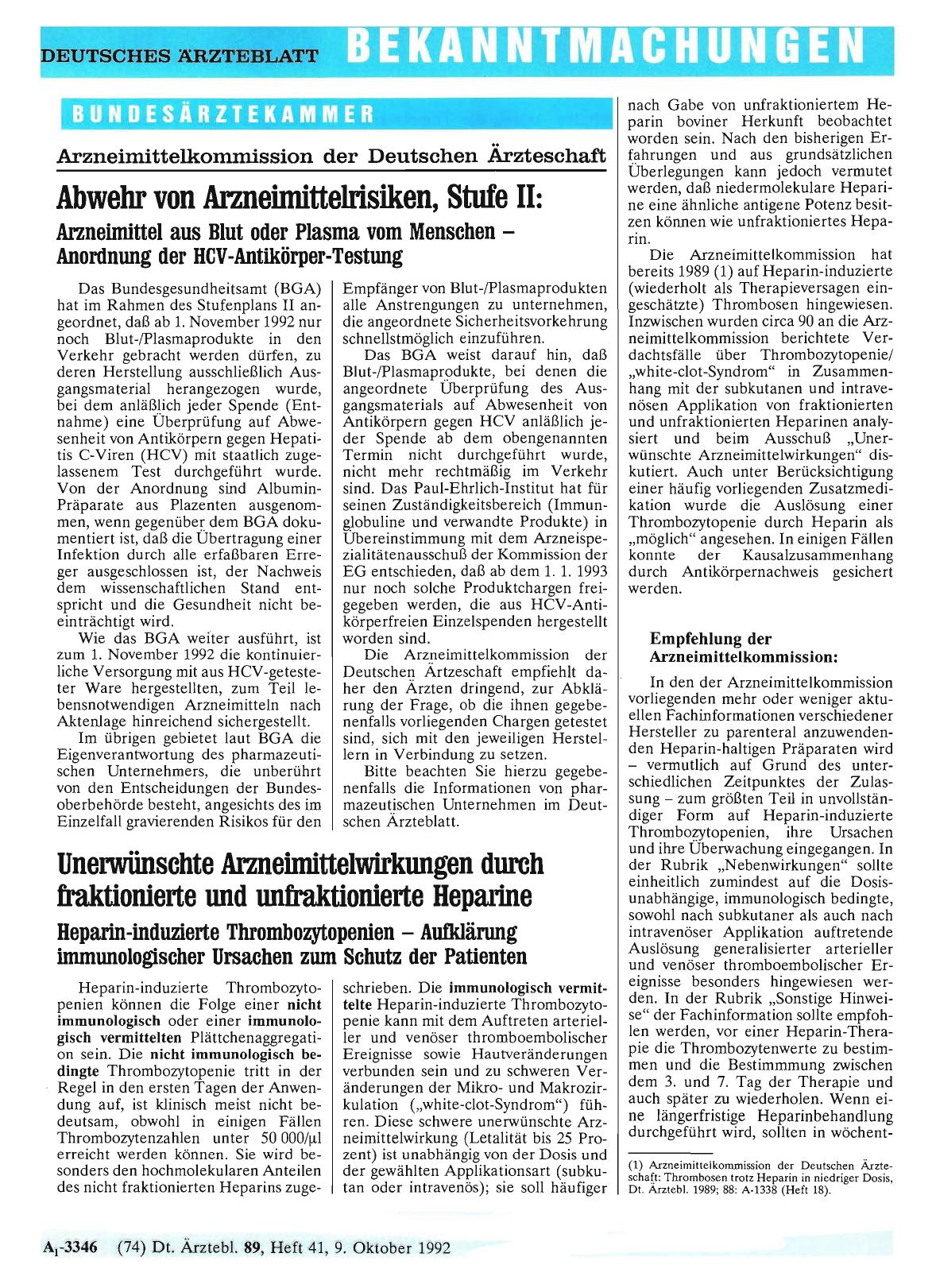 Vorschauseite 1: Unerwünschte Arzneimittelwirkungen durch fraktionierte und unfraktionierte Heparine Heparin-induzierte Thrombozytopenien — Aufklärung immunologischer Ursachen zum Schutz der Patie…