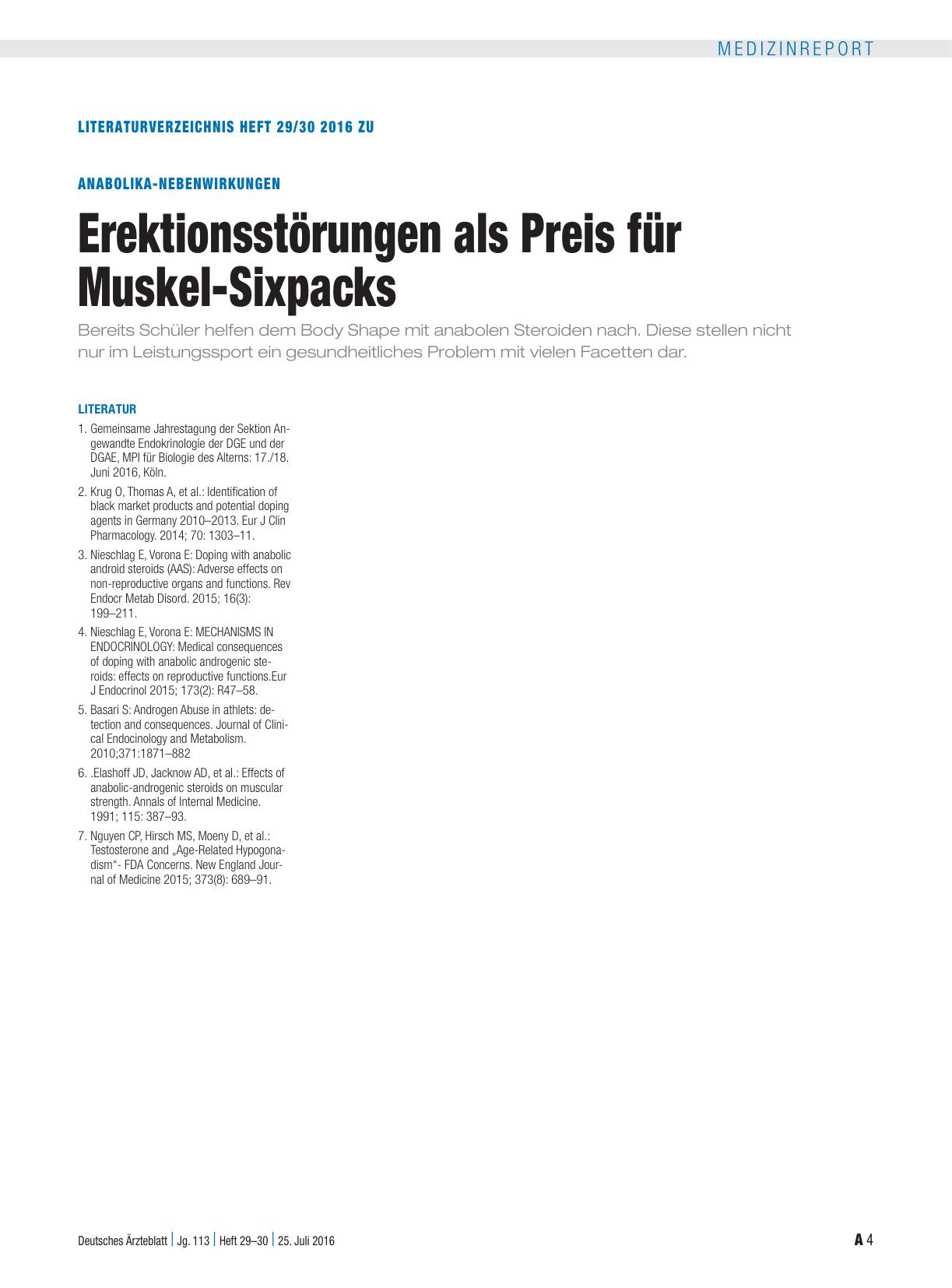 Vorschauseite 4: Anabolika-Nebenwirkungen: Erektionsstörungen als Preis für Muskel-Sixpacks