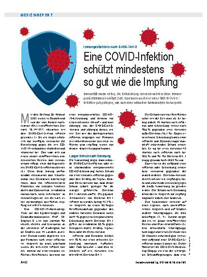 Vorschauseite 1: Immungedächtnis nach SARS-CoV-2: Eine COVID-Infektion schützt mindestens so gut wie die Impfung