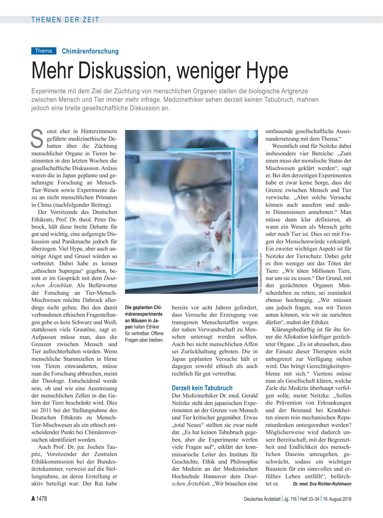 Vorschauseite 1: Chimärenforschung: Mehr Diskussion, weniger Hype