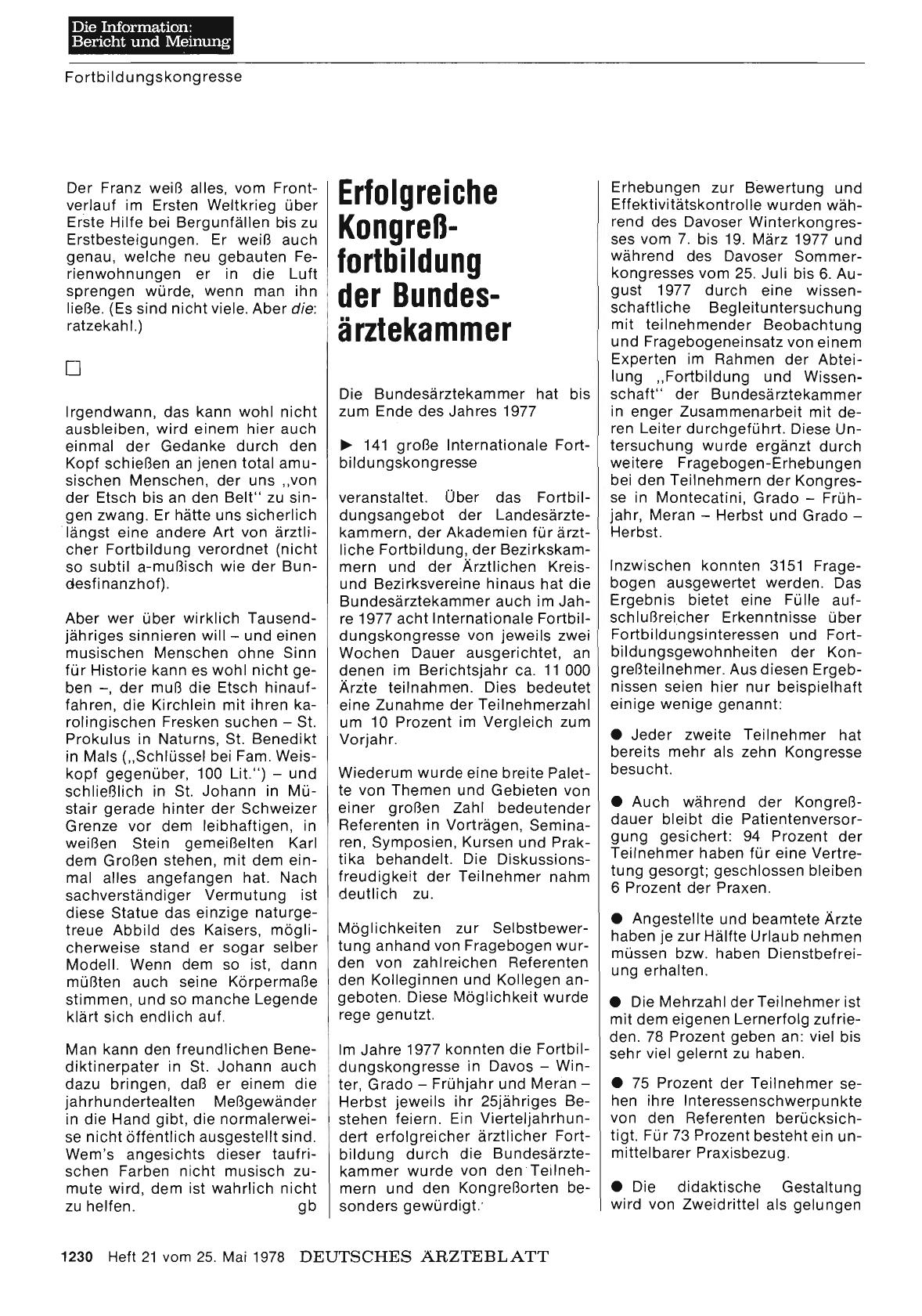 Vorschauseite 1: Erfolgreiche Kongreßfortbildung der Bundesärztekammer