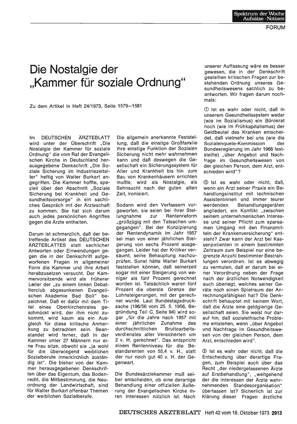 Vorschauseite 1: Die Nostalgie der „Kammer für soziale Ordnung"