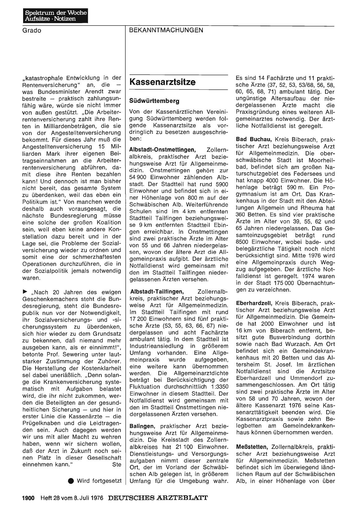 Vorschauseite 1: Kassenarztsitze
