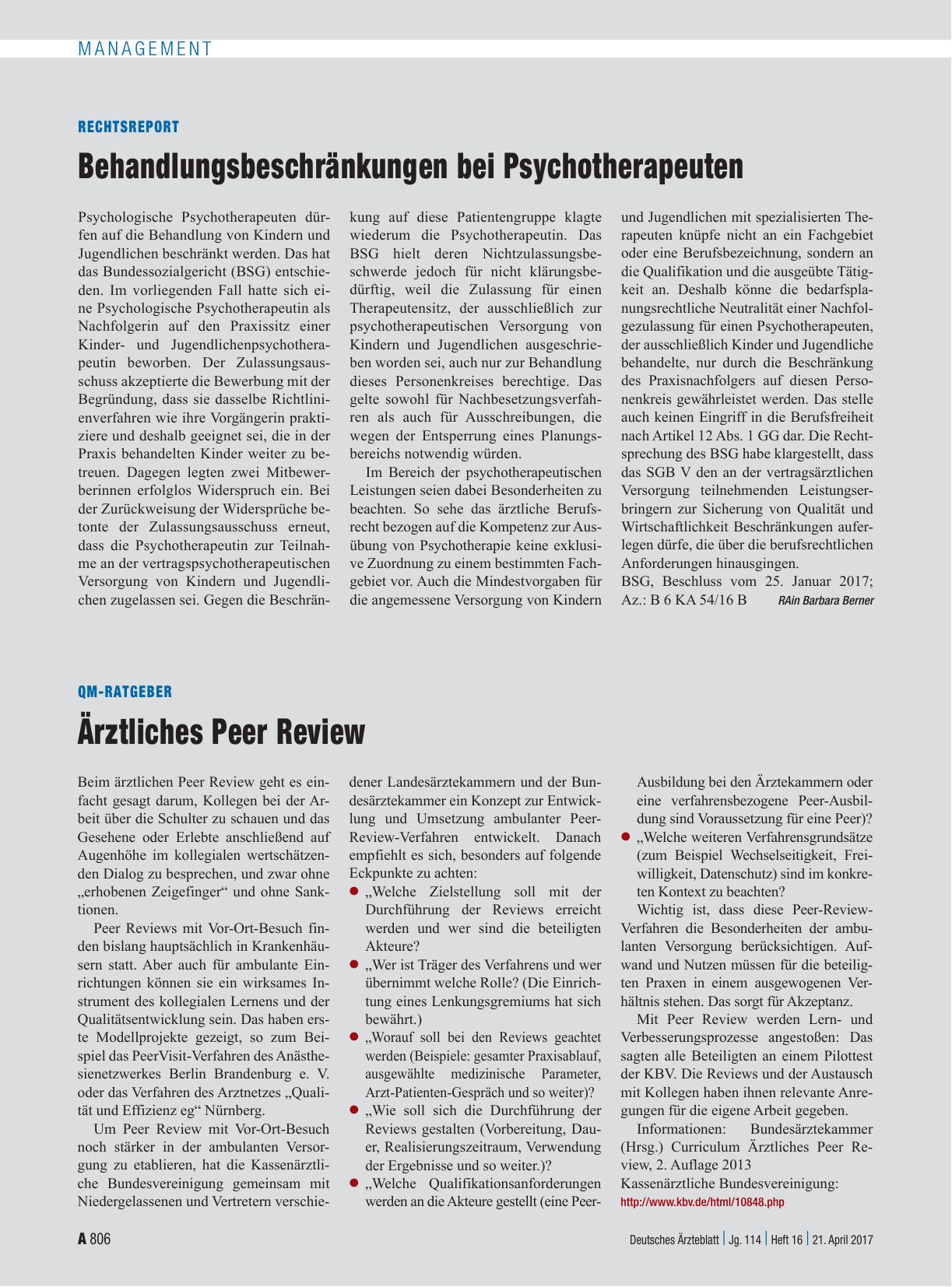 Vorschauseite 1: QM-Ratgeber: Ärztliches Peer Review