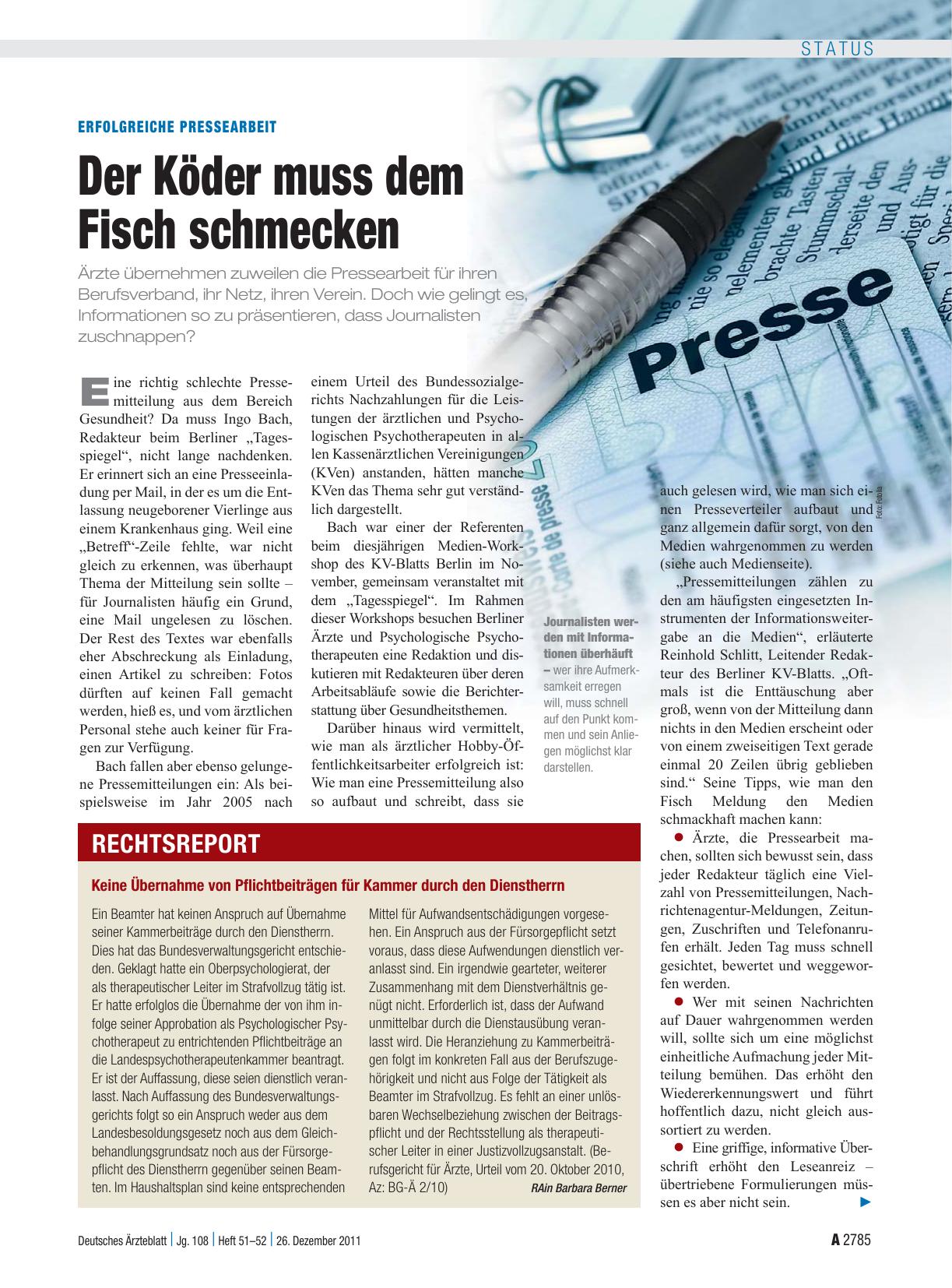 Vorschauseite 1: Erfolgreiche Pressearbeit: Der Köder muss dem Fisch schmecken