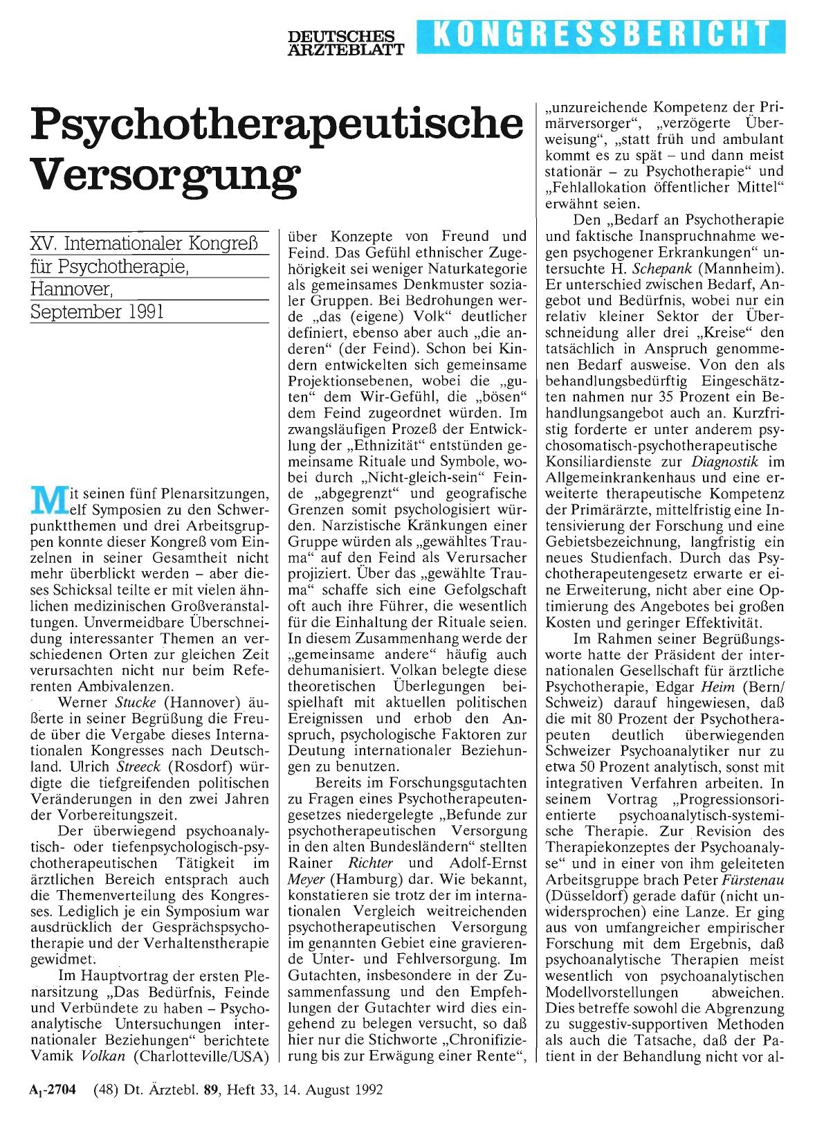 Vorschauseite 1: Psychotherapeutische Versorgung