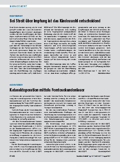 Vorschauseite 1: Rechtsreport: Bei Streit über Impfung ist das Kindeswohl entscheidend