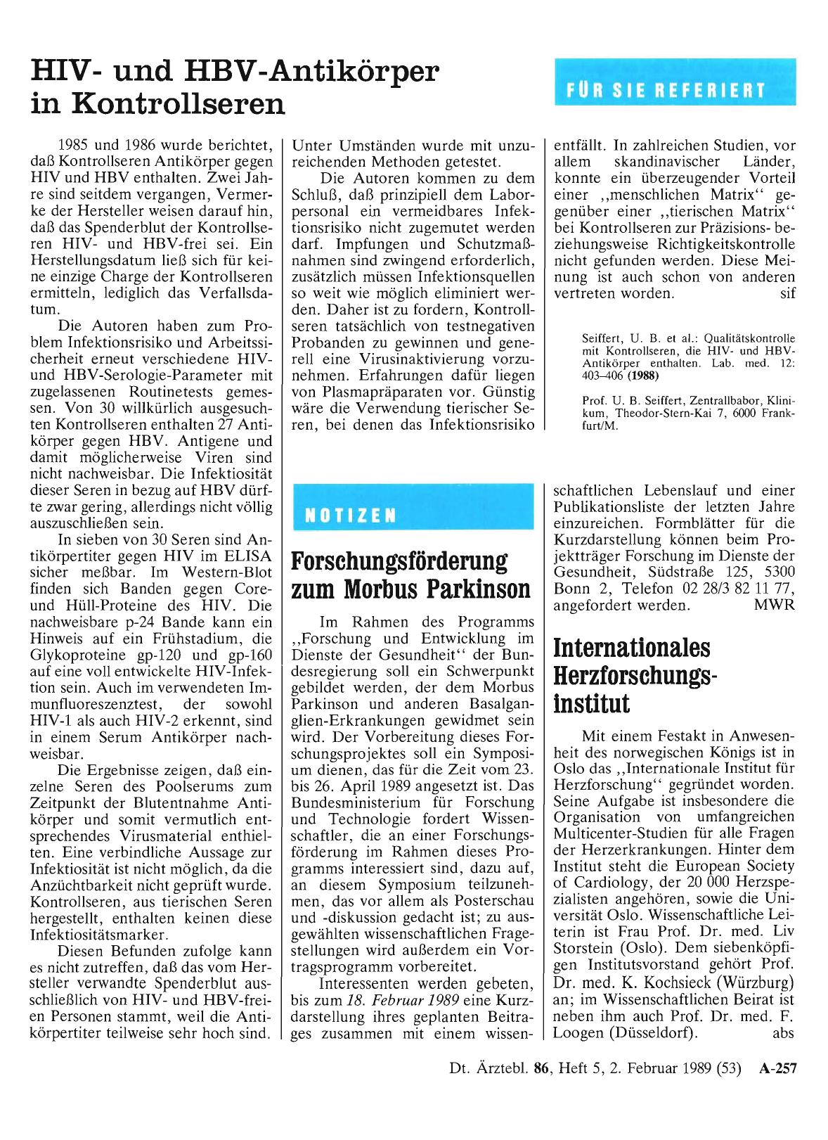 Vorschauseite 1: Forschungsförderung zum Morbus Parkinson