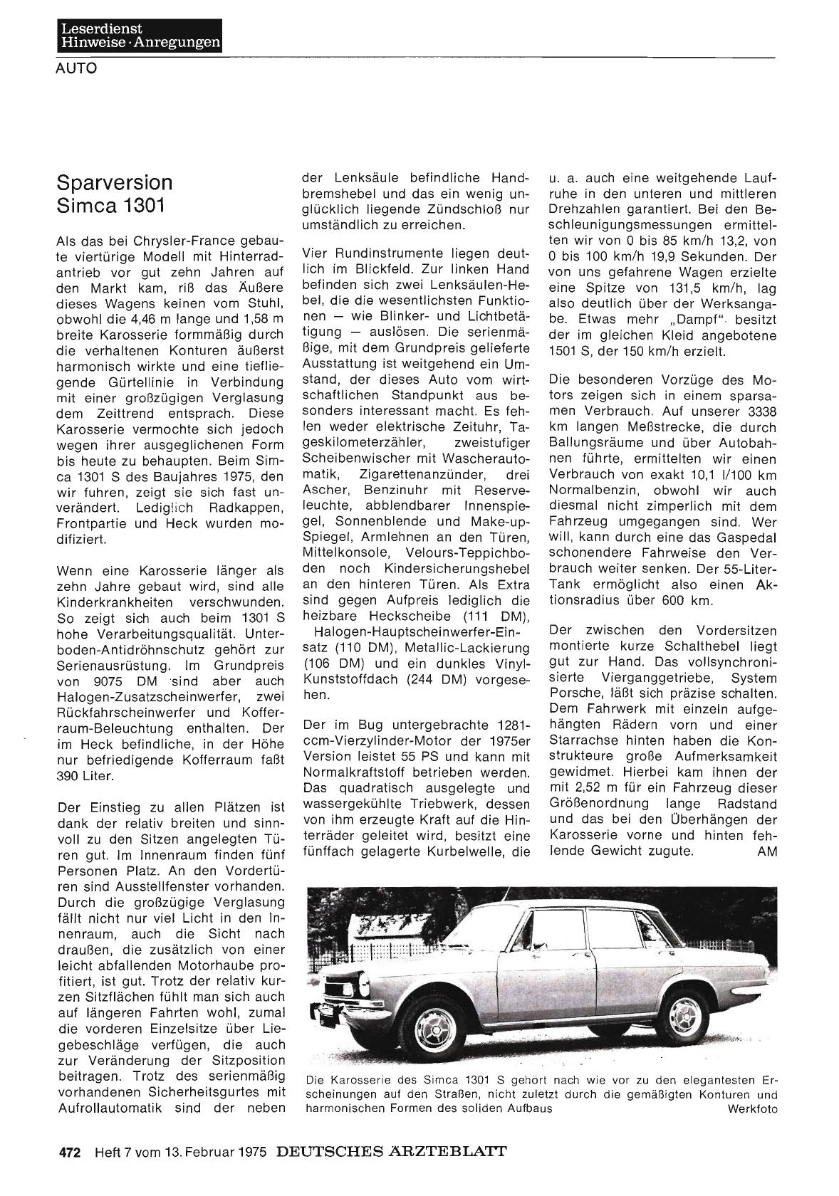 Vorschauseite 1: Sparversion Simca 1301