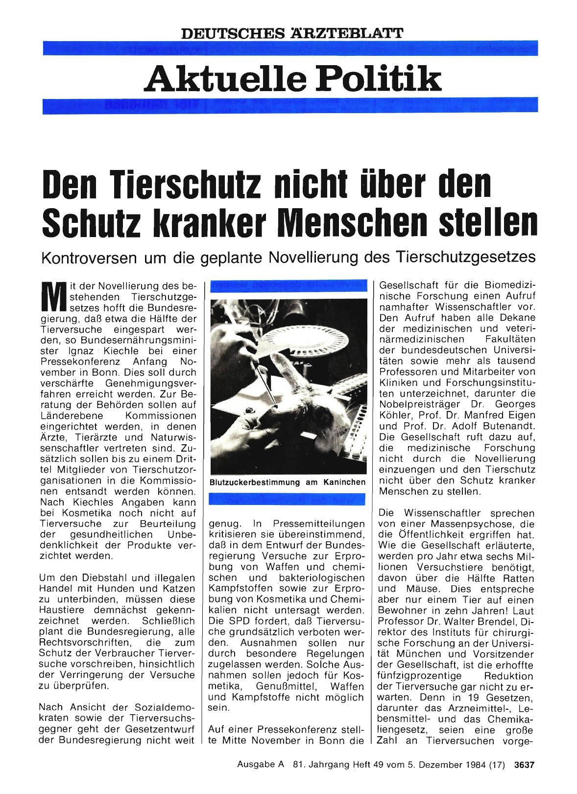 Vorschauseite 1: Den Tierschutz nicht über den Schutz kranker Menschen stellen