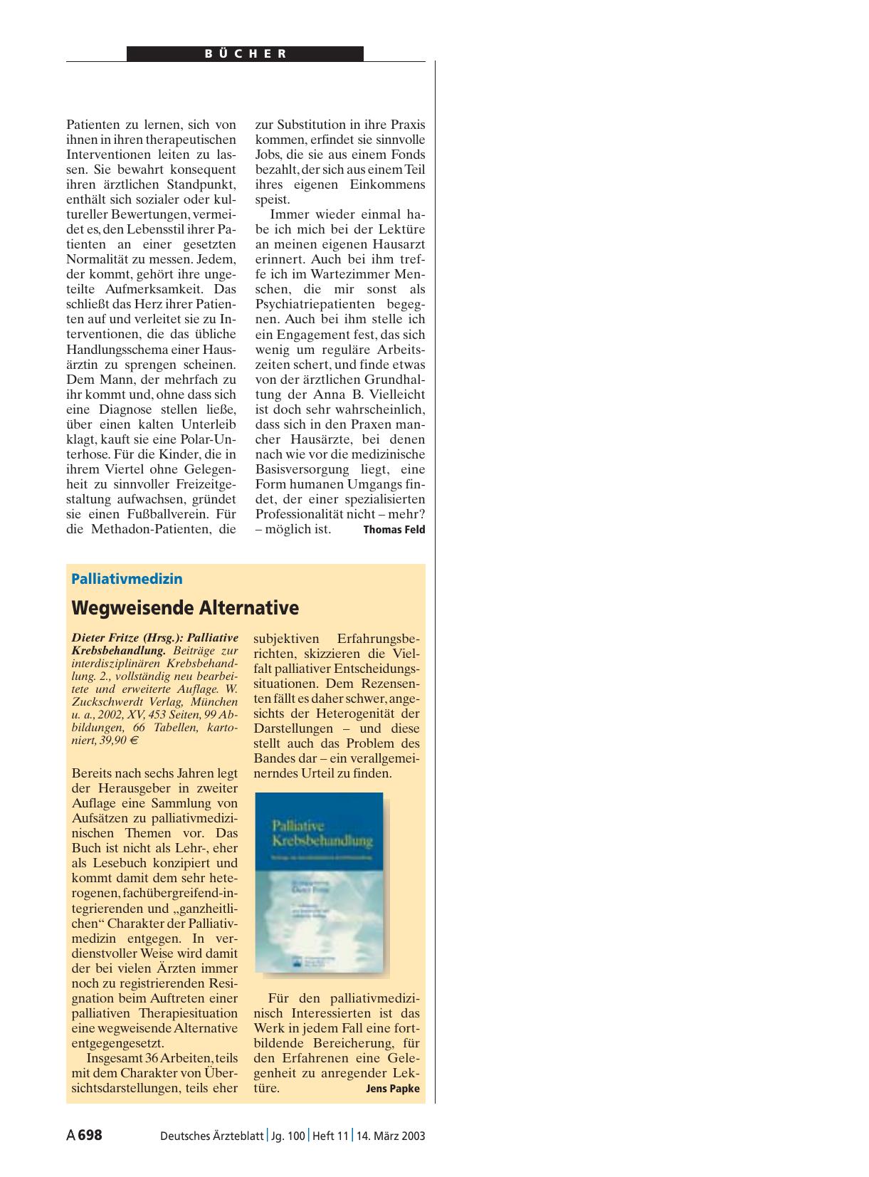 Vorschauseite 1: Palliative Krebsbehandlung