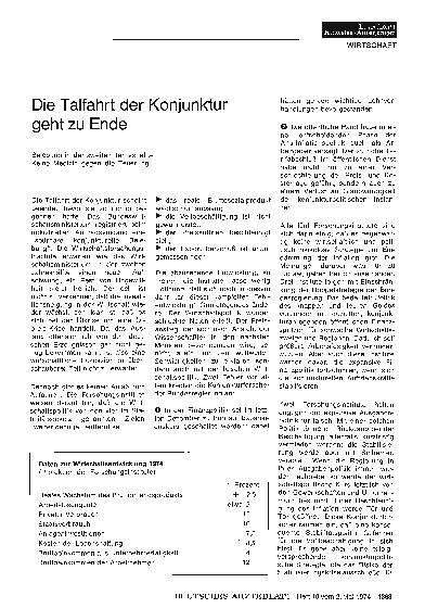 Vorschauseite 1: Die Talfahrt der Konjunktur geht zu Ende