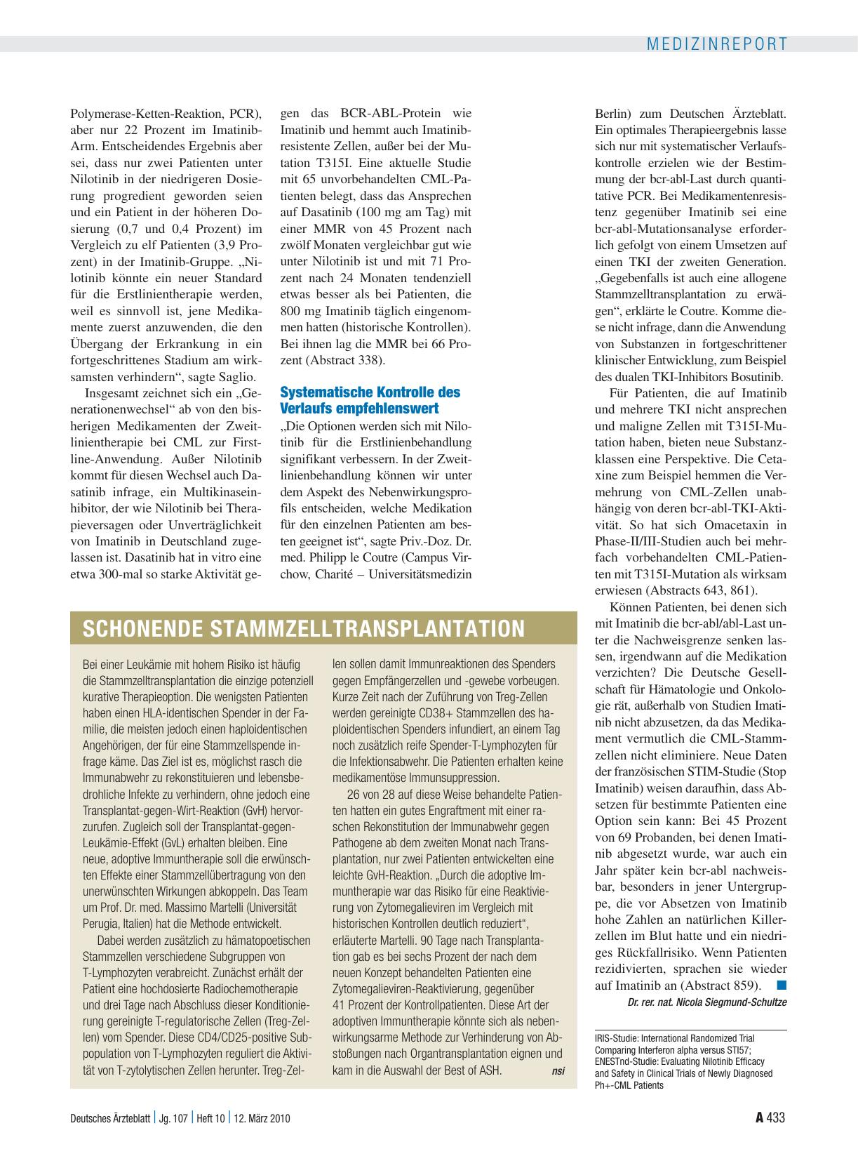 Vorschauseite 1: Schonende Stammzelltransplantation