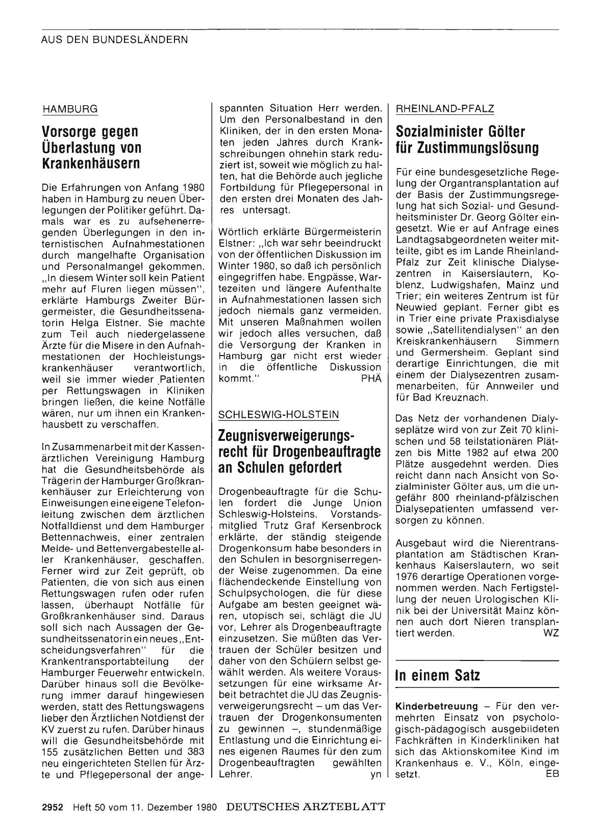 Vorschauseite 1: RHEINLAND-PFALZ: Sozialminister Gölter für Zustimmungslösung