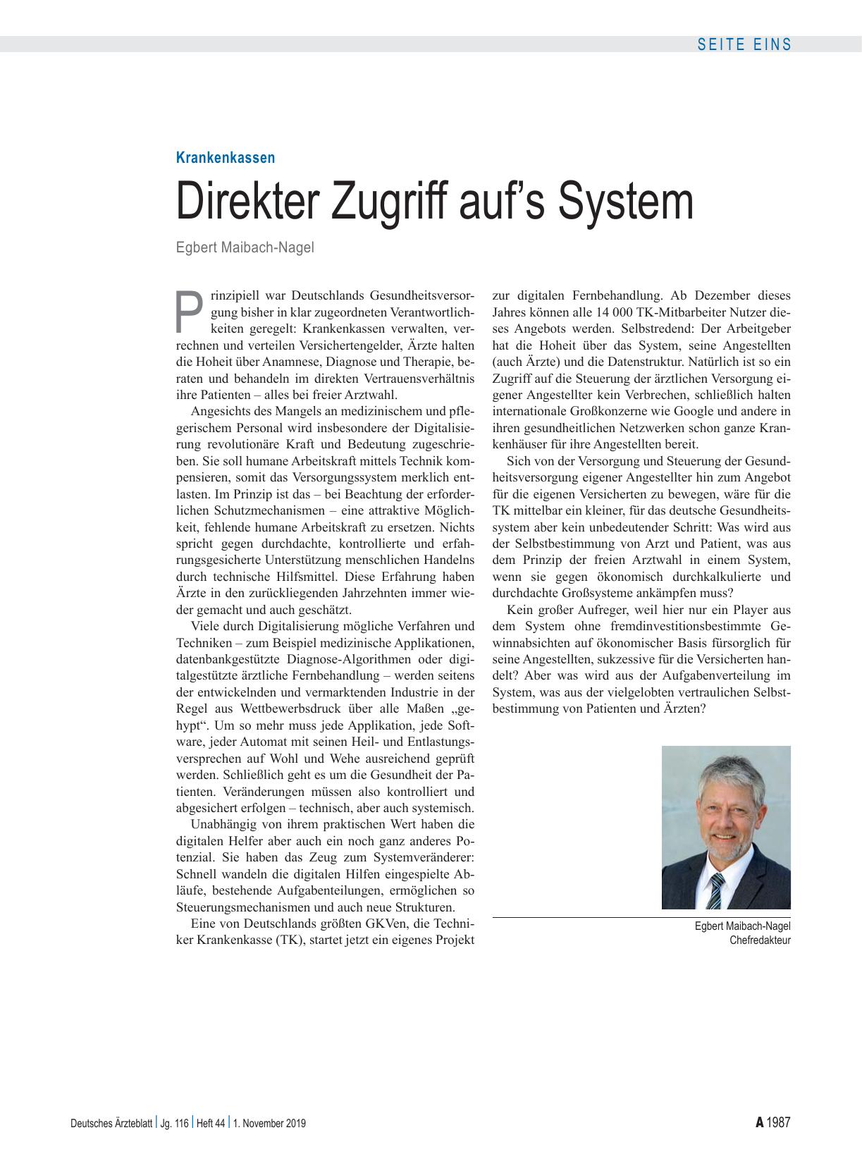 Vorschauseite 1: Krankenkassen: Direkter Zugriff auf’s System