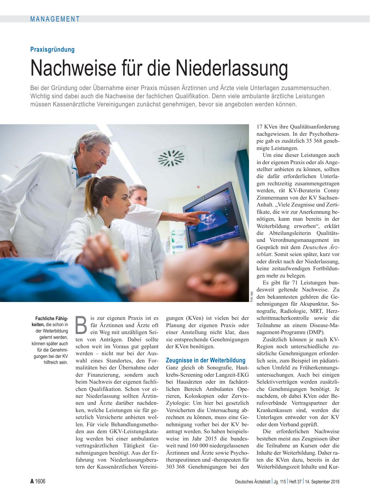 Vorschauseite 1: Praxisgründung: Nachweise für die Niederlassung