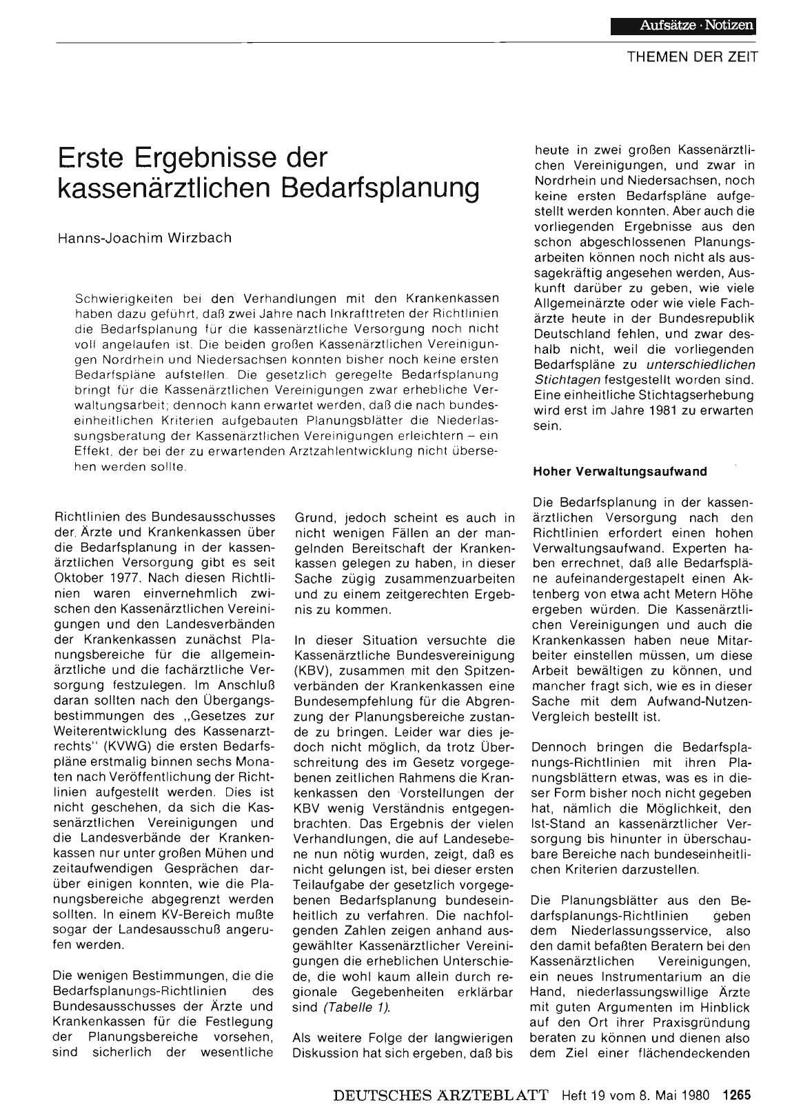 Vorschauseite 1: Erste Ergebnisse der kassenärztlichen Bedarfsplanung