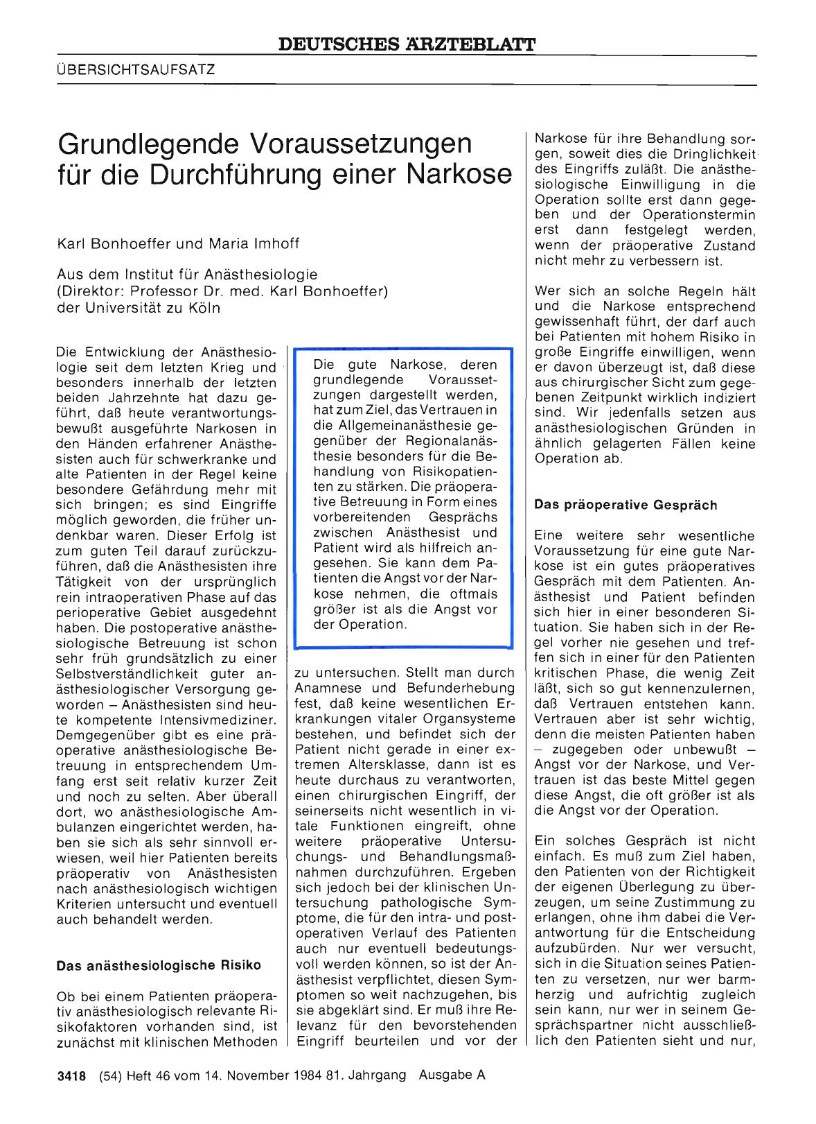 Vorschauseite 1: Grundlegende Voraussetzungen für die Durchführung einer Narkose