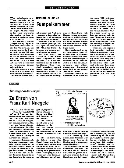 Vorschauseite 1: Ärztetags-Sonderstempel: Zu Ehren von Franz Karl Naegele