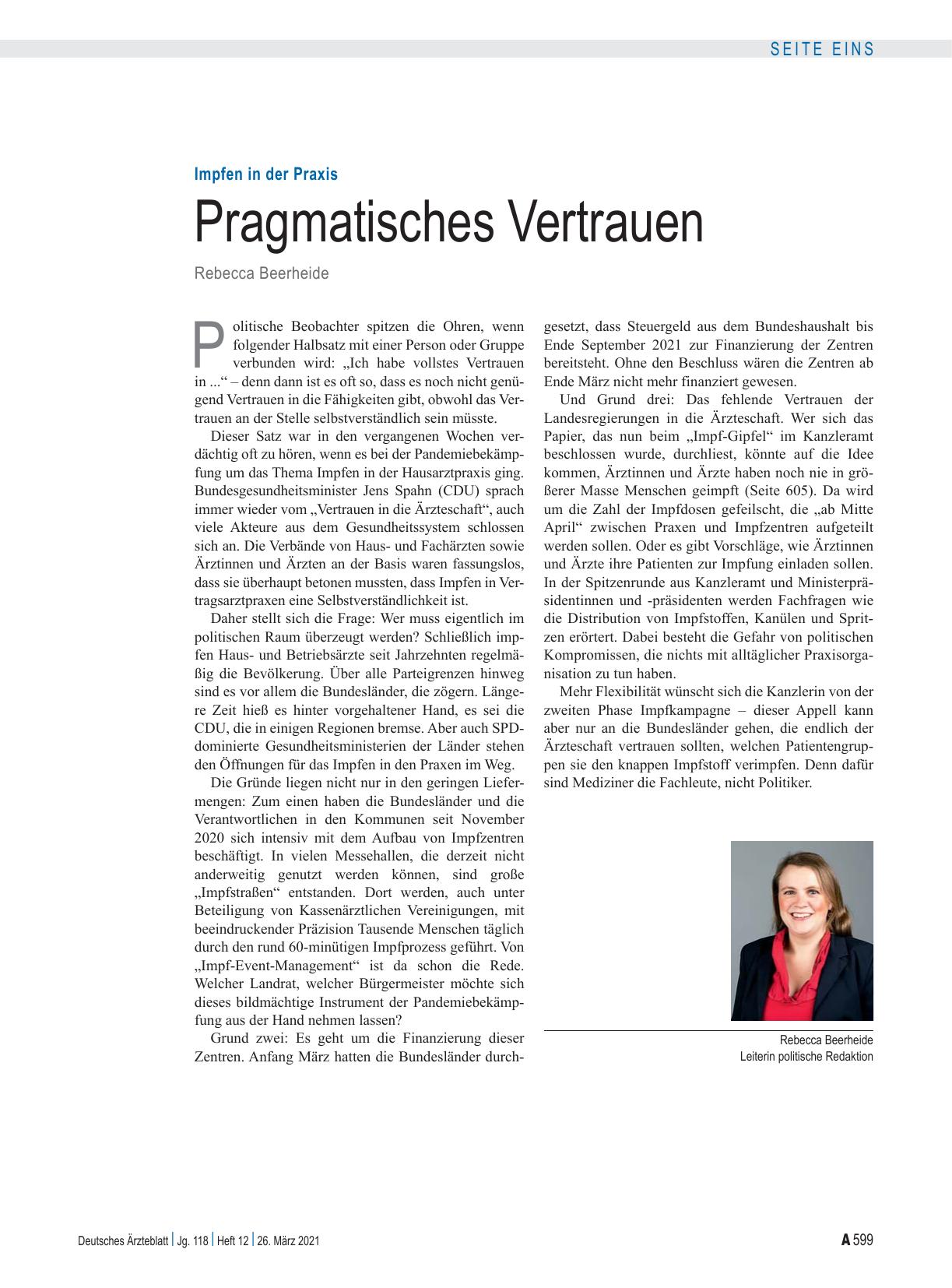 Vorschauseite 1: Impfen in der Praxis: Pragmatisches Vertrauen