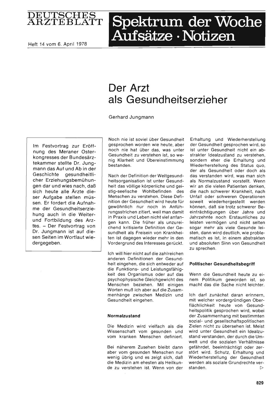 Vorschauseite 1: Der Arzt als Gesundheitserzieher