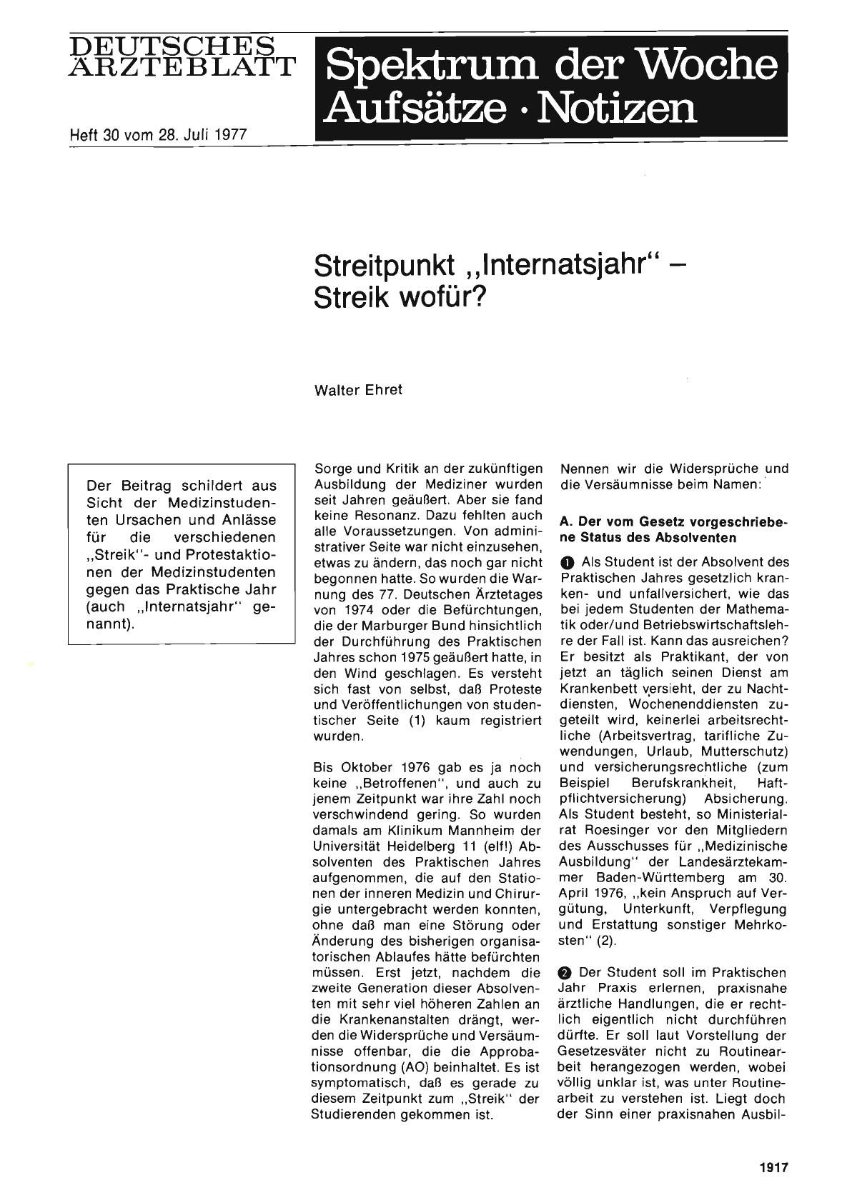 Vorschauseite 1: Streitpunkt „Internatsjahr“ — Streik wofür?