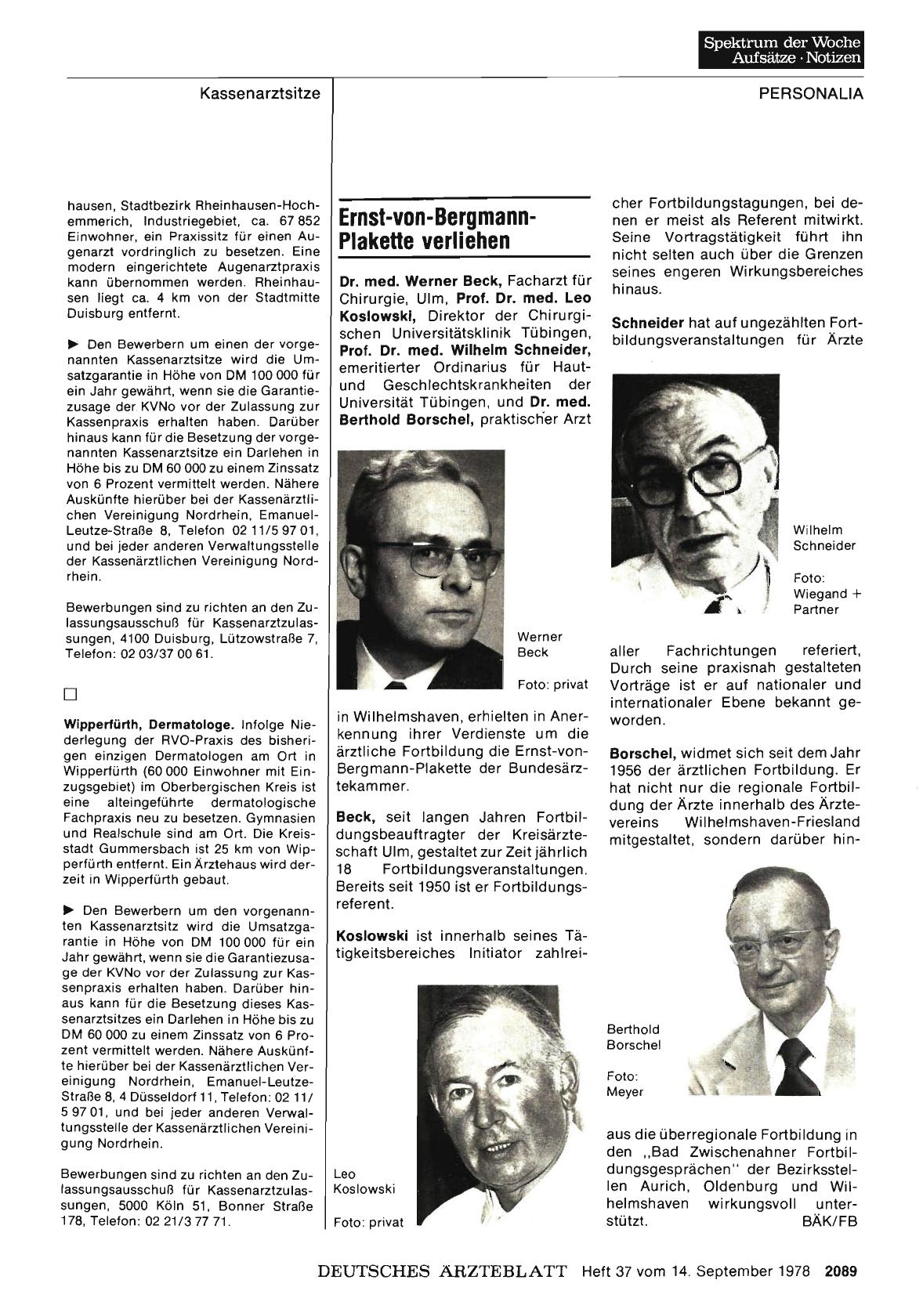 Vorschauseite 1: Ernst-von-Bergmann-Plaktte verliehen