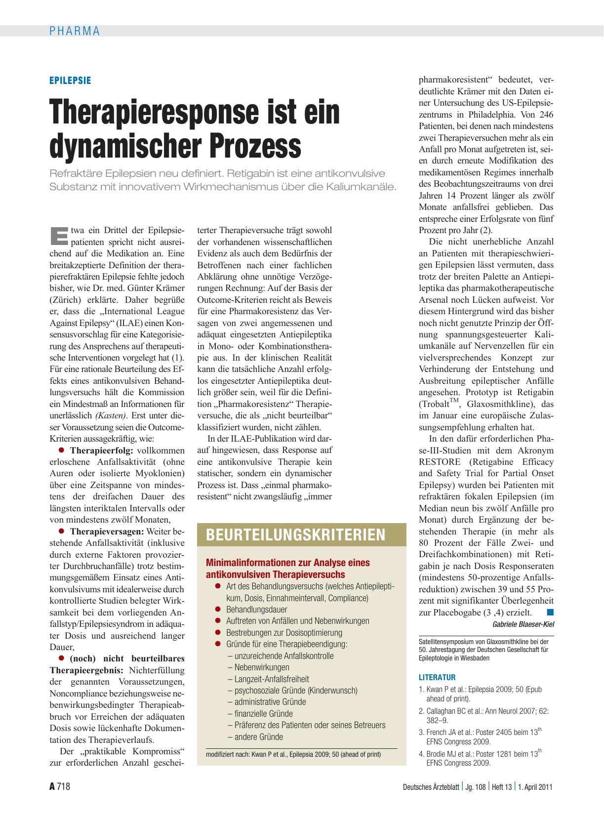 Vorschauseite 1: Epilepsie: Therapieresponse ist ein dynamischer Prozess