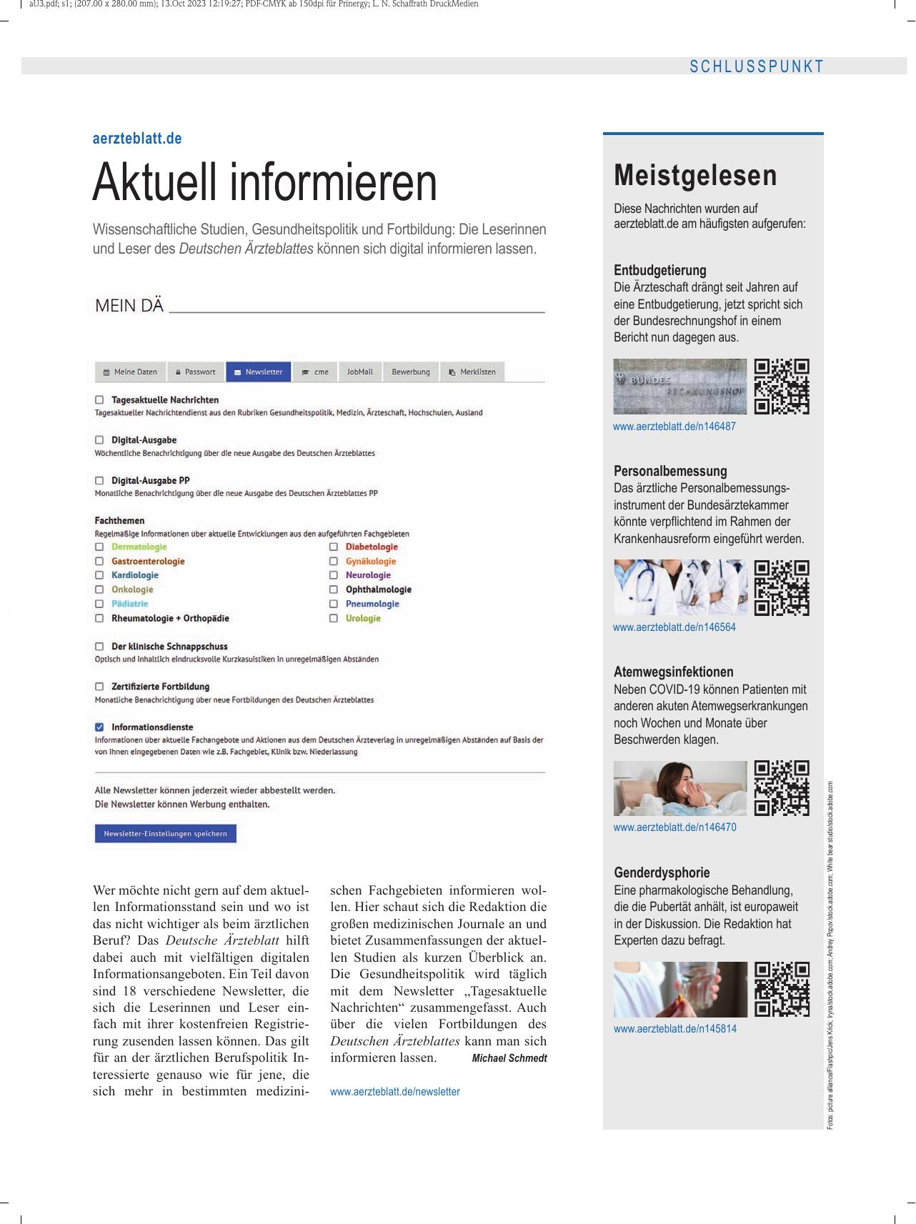 Vorschauseite 1: Ärzteblatt.de: Aktuell informieren