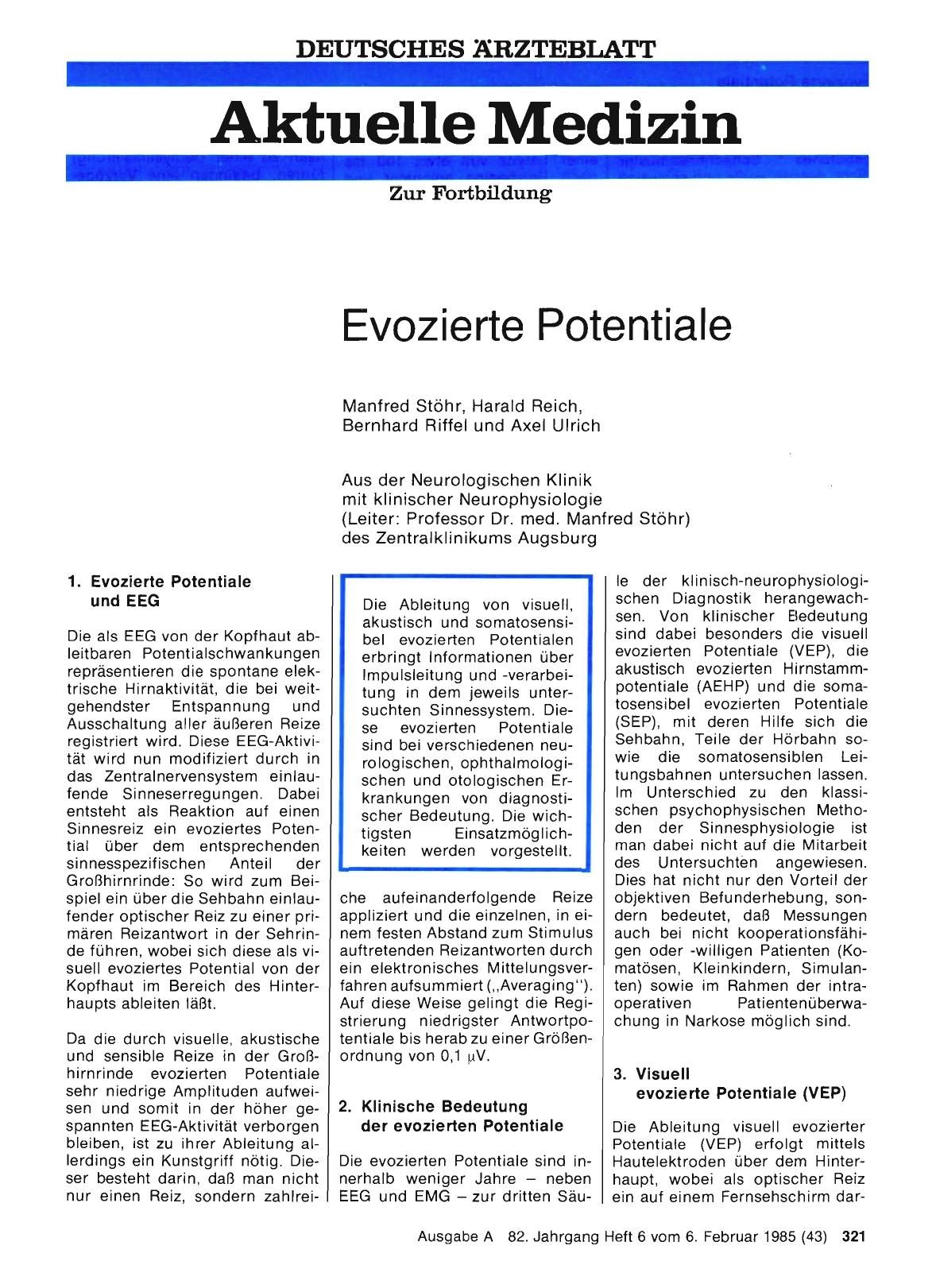 Vorschauseite 1: Evozierte Potentiale