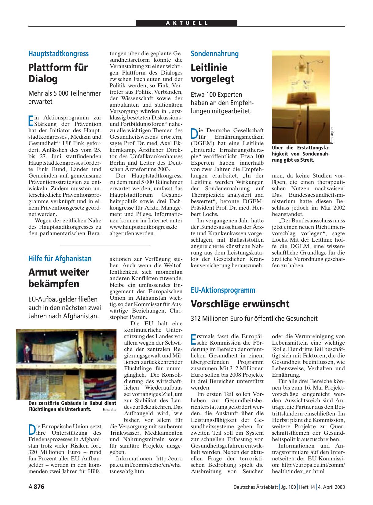 Vorschauseite 1: EU-Aktionsprogramm: Vorschläge erwünscht