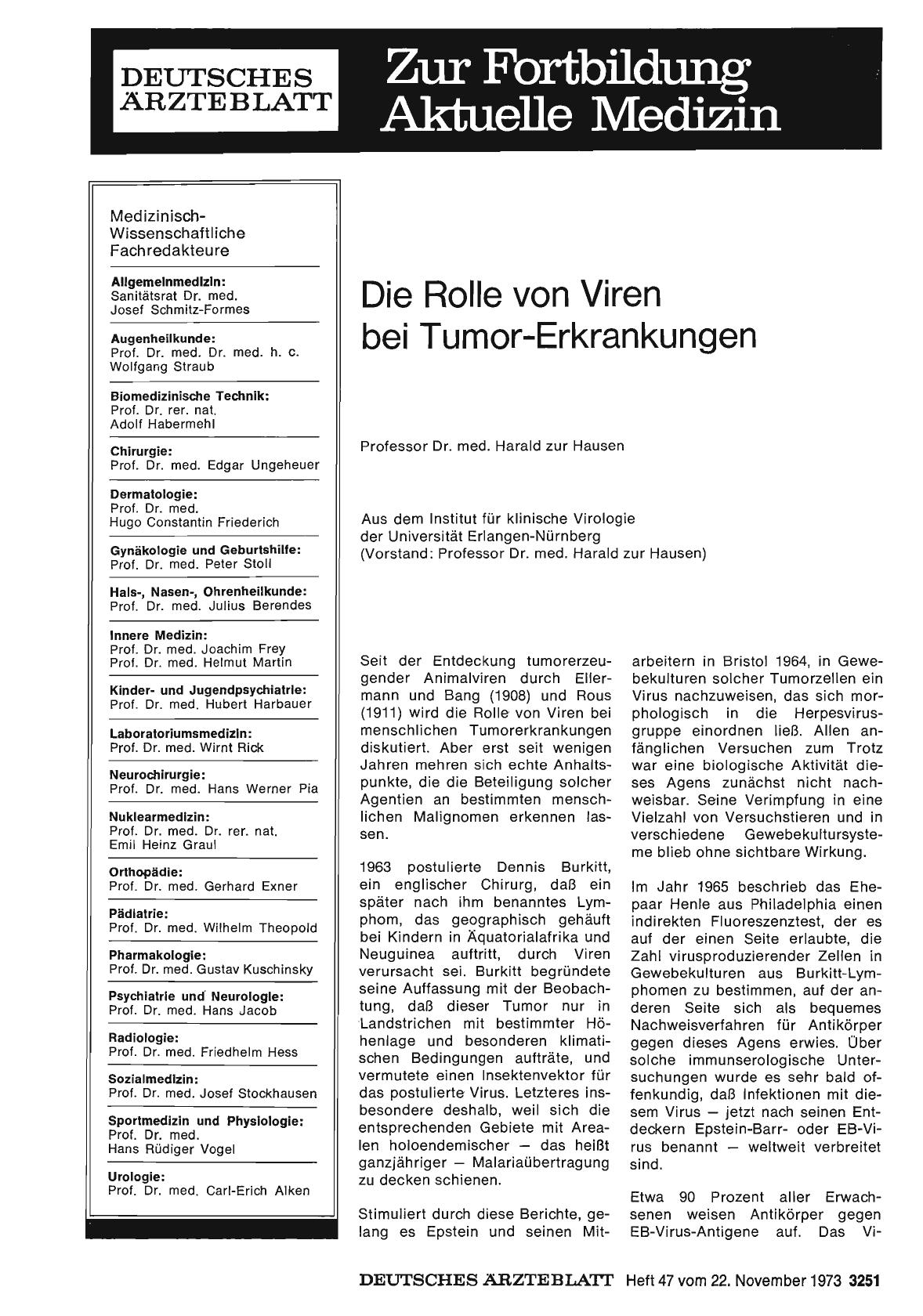 Vorschauseite 1: Die Rolle von Viren bei Tumor-Erkrankungen