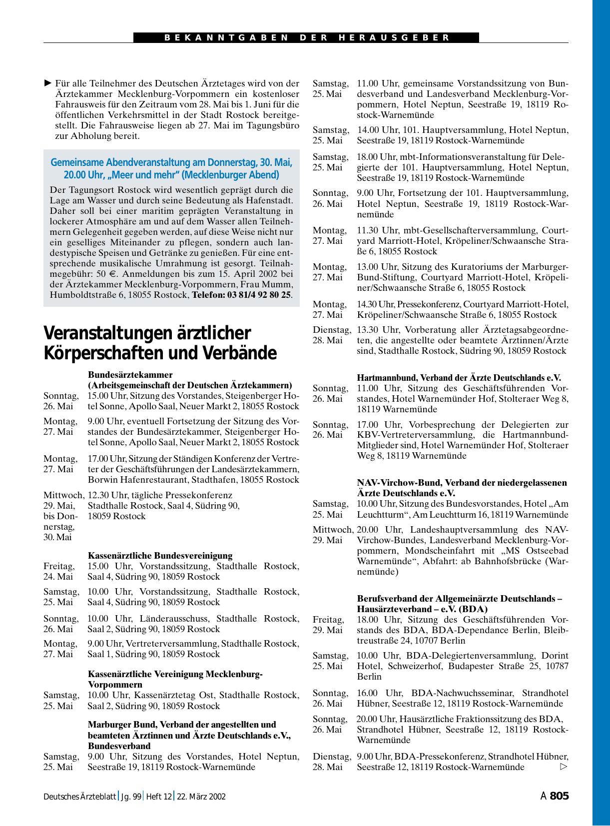 Vorschauseite 1: Gemeinsame Abendveranstaltung am Donnerstag, 30. Mai, 20. 00 Uhr, „Meer und mehr“ (Mecklenburger Abend)