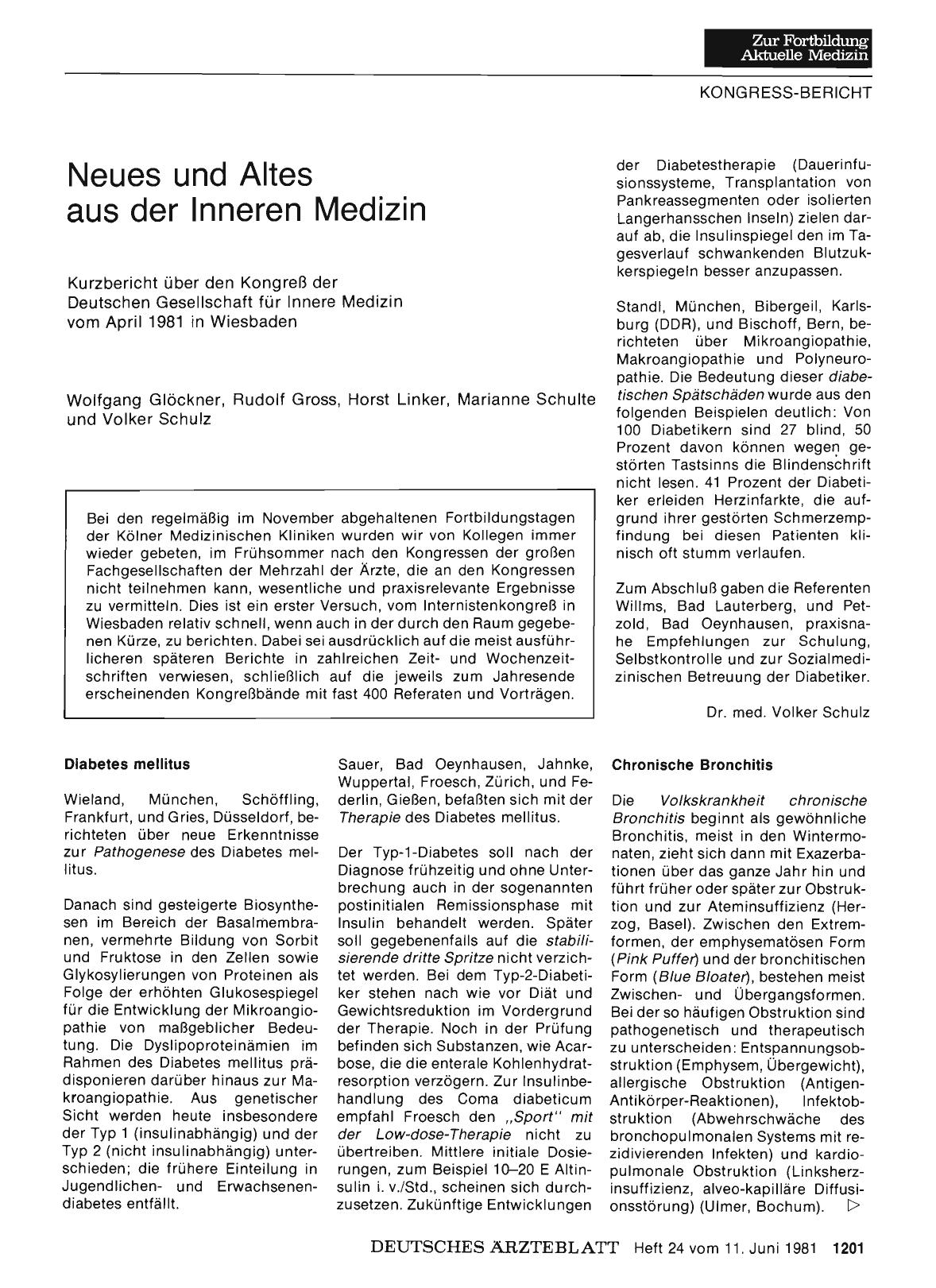 Vorschauseite 1: Neues und Altes aus der Inneren Medizin
