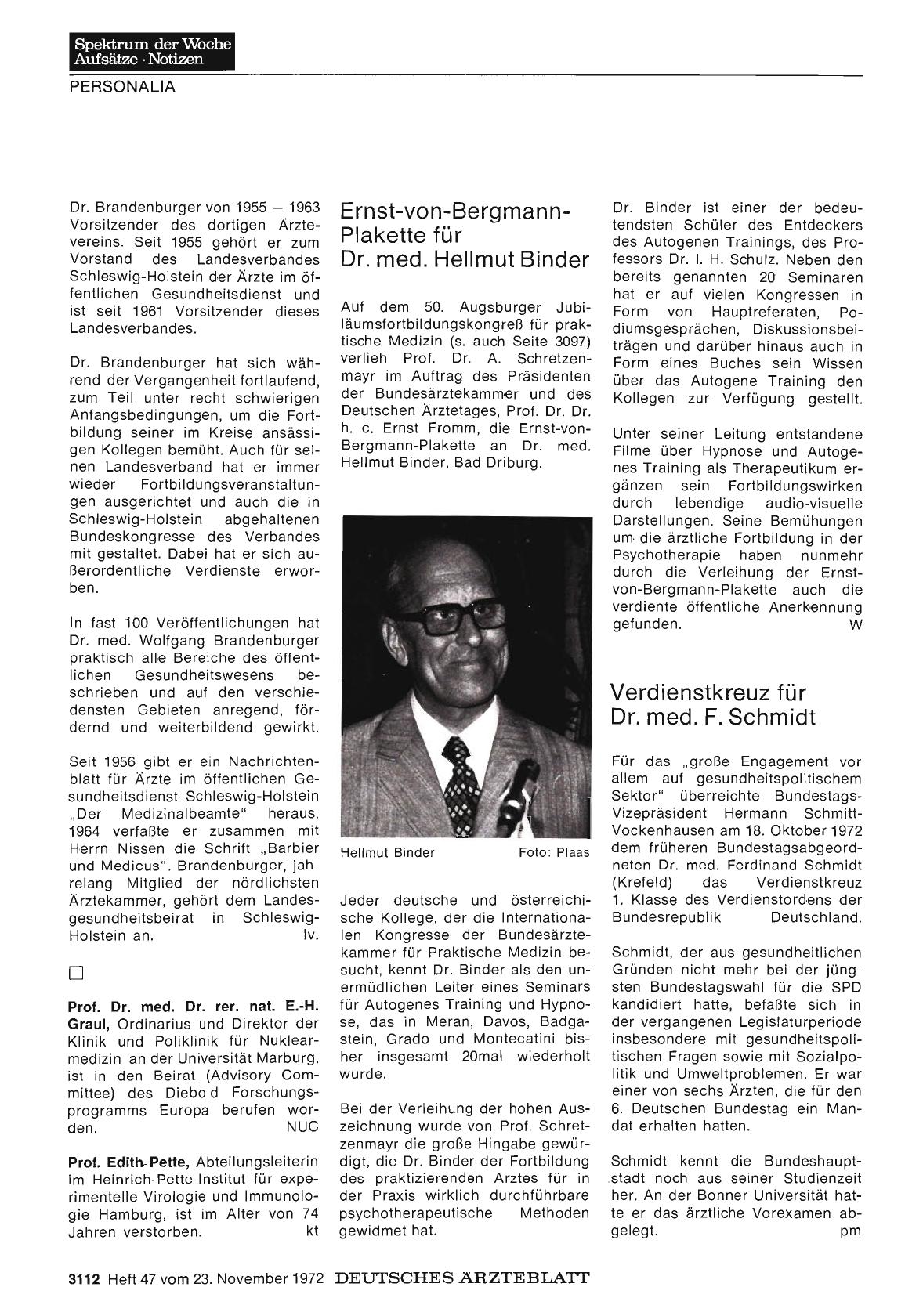 Vorschauseite 1: Verdienstkreuz für Dr. med. F. Schmidt