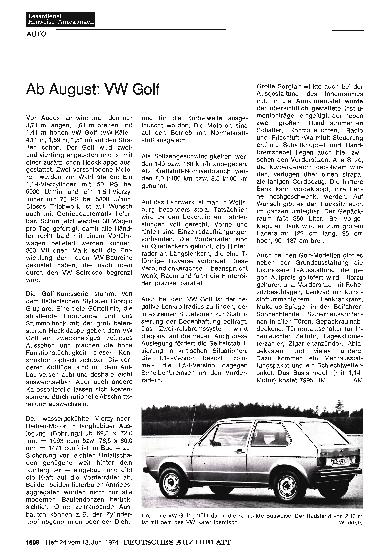 Vorschauseite 1: Ab August: VW Golf