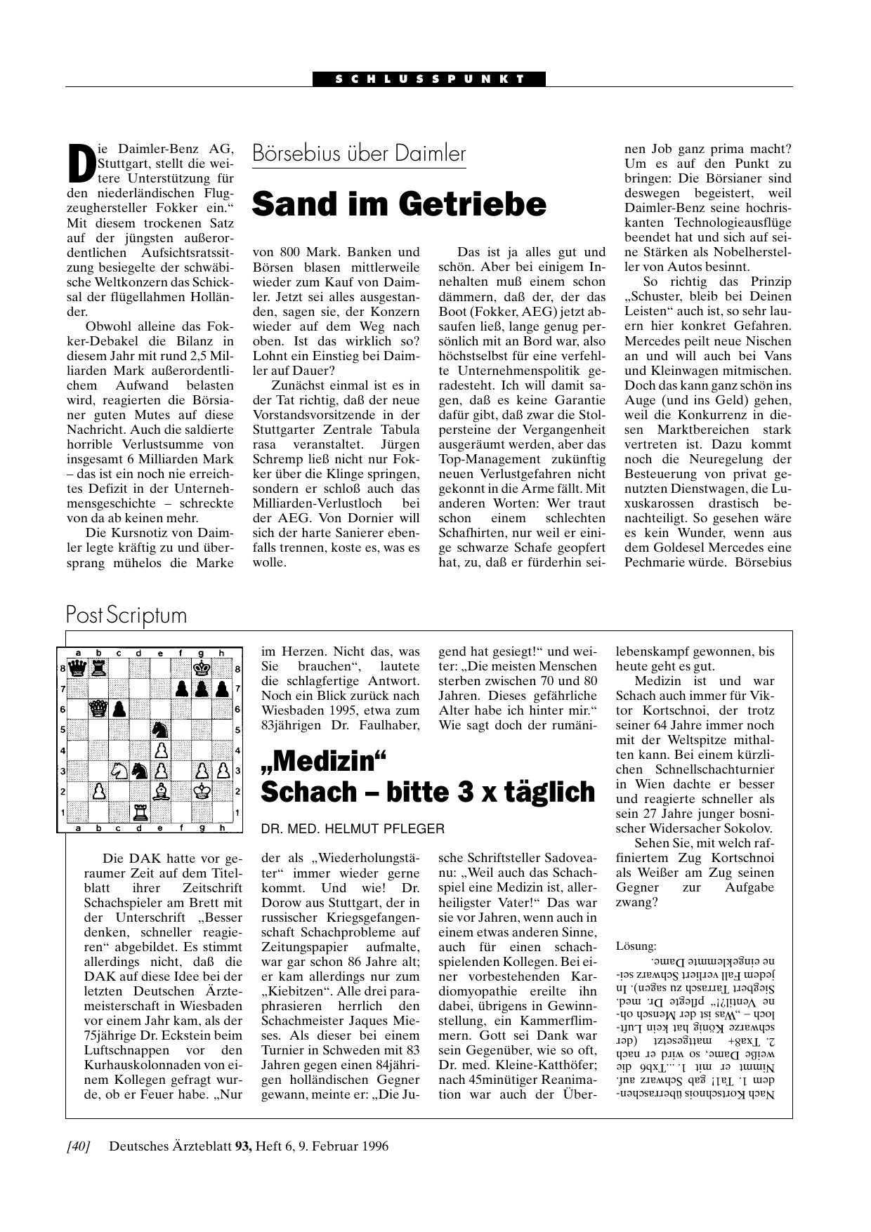 Vorschauseite 1: „Medizin„ Schach – bitte 3 x täglich