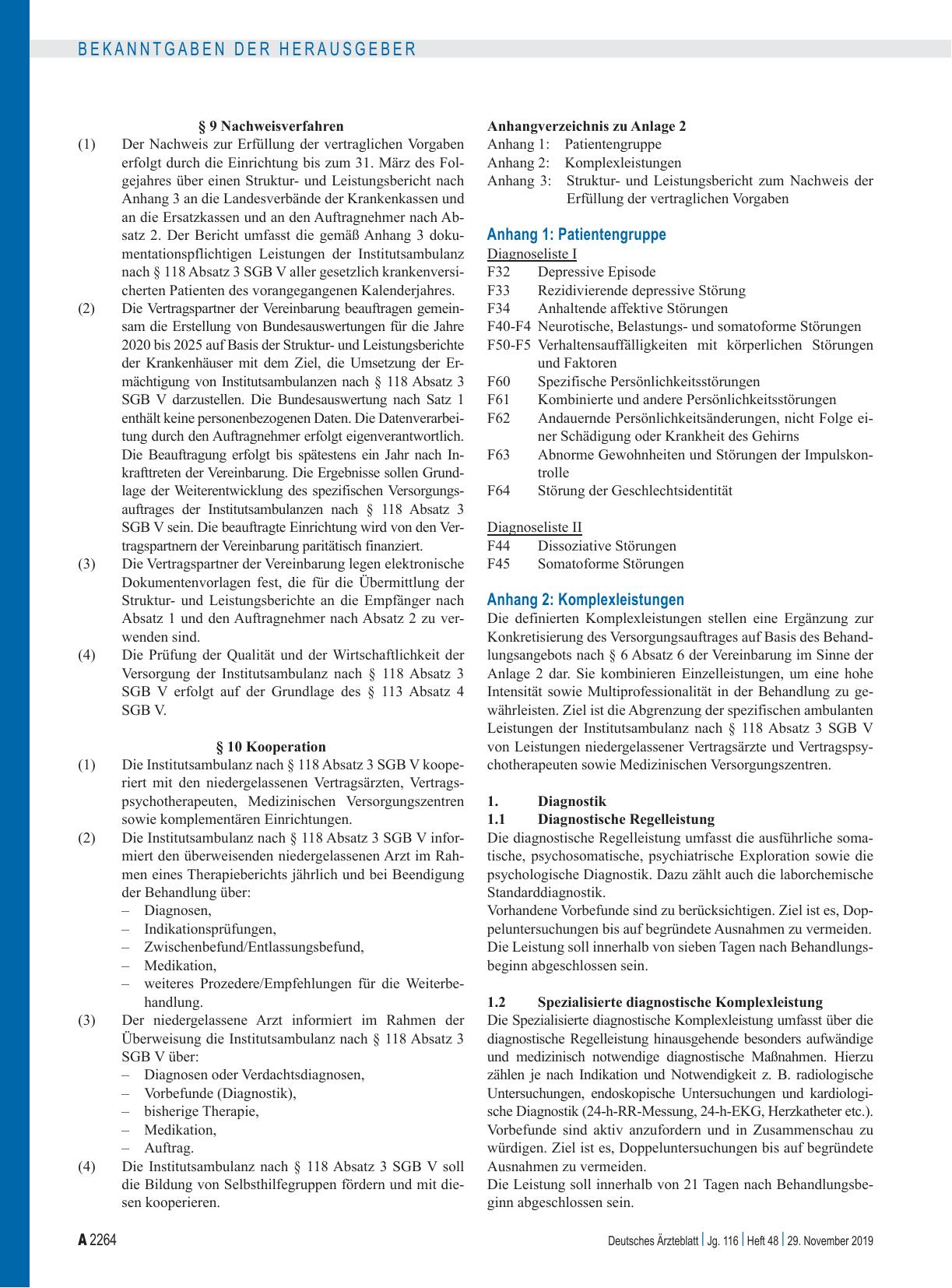 Vorschauseite 4: Änderungsvereinbarung zur Vereinbarung zu den Psychiatrischen Institutsambulanzen gemäß § 118 Absatz 2 SGB V Artikel 1, Artikel 2, Anlage 2: Vereinbarung für Institutsambulanzen g…