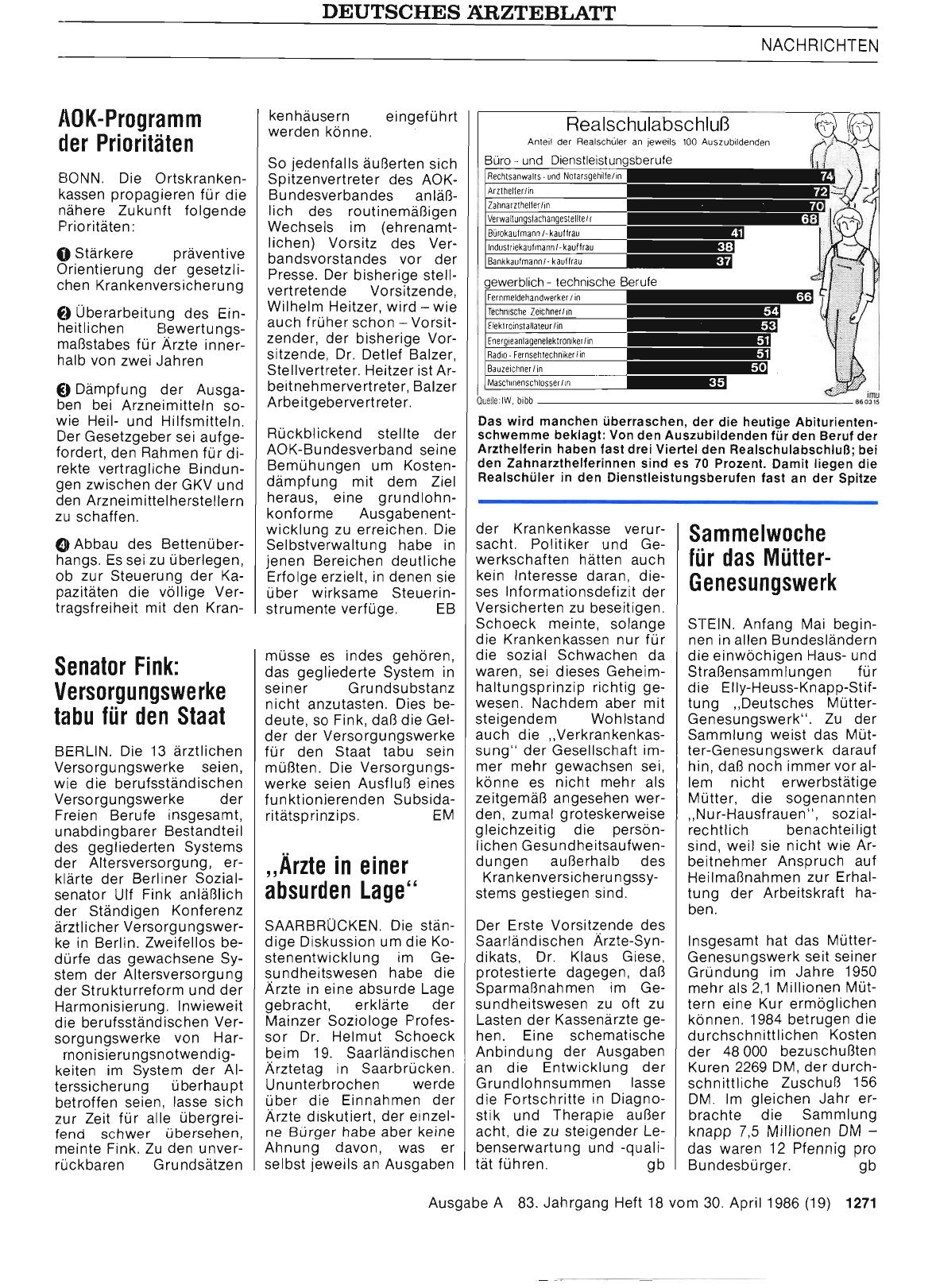 Vorschauseite 1: AOK-Programm der Prioritäten