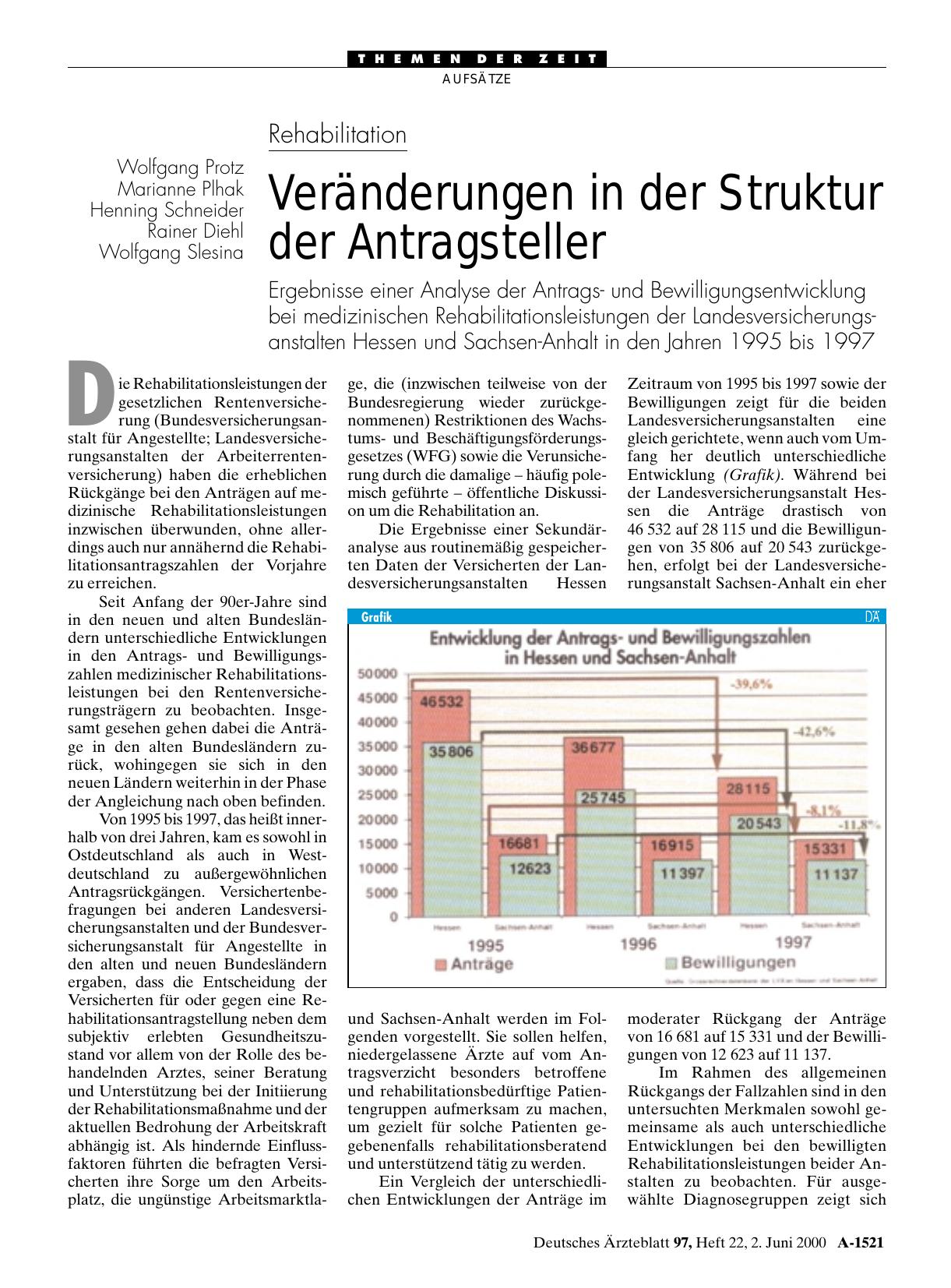 Vorschauseite 1: Rehabilitation: Veränderungen in der Struktur der Antragsteller