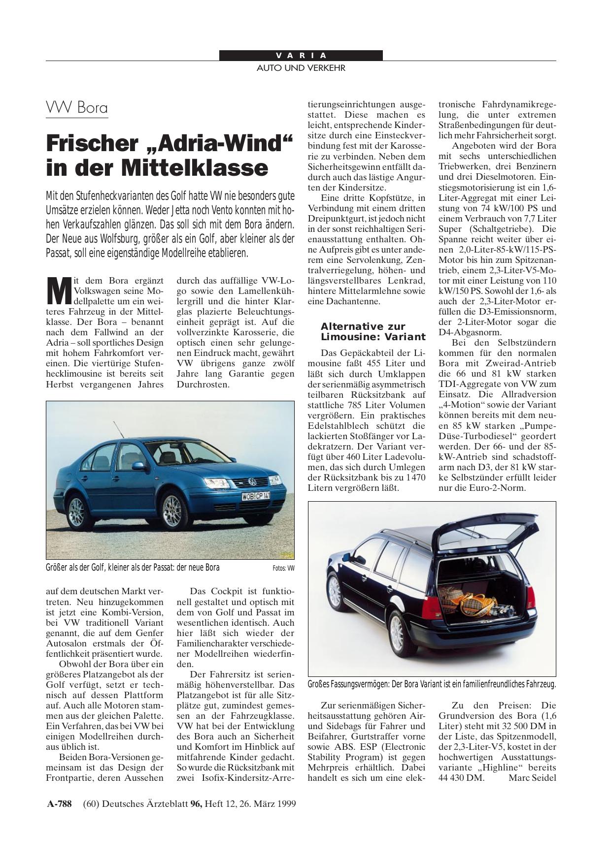 Vorschauseite 1: VW Bora: Frischer „Adria-Wind“ in der Mittelklasse