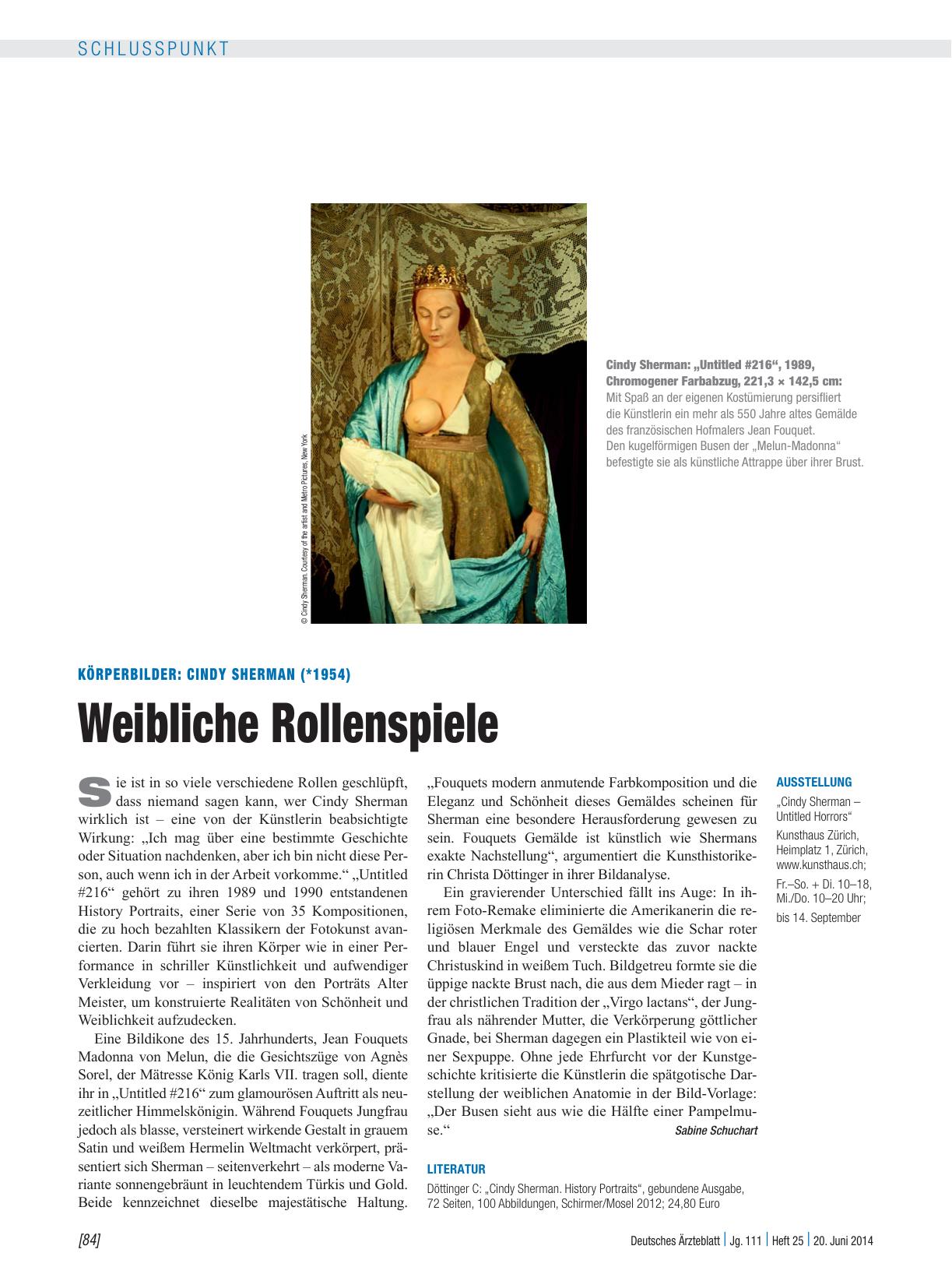 Vorschauseite 1: Körperbilder: Cindy Sherman (*1954) – Weibliche Rollenspiele
