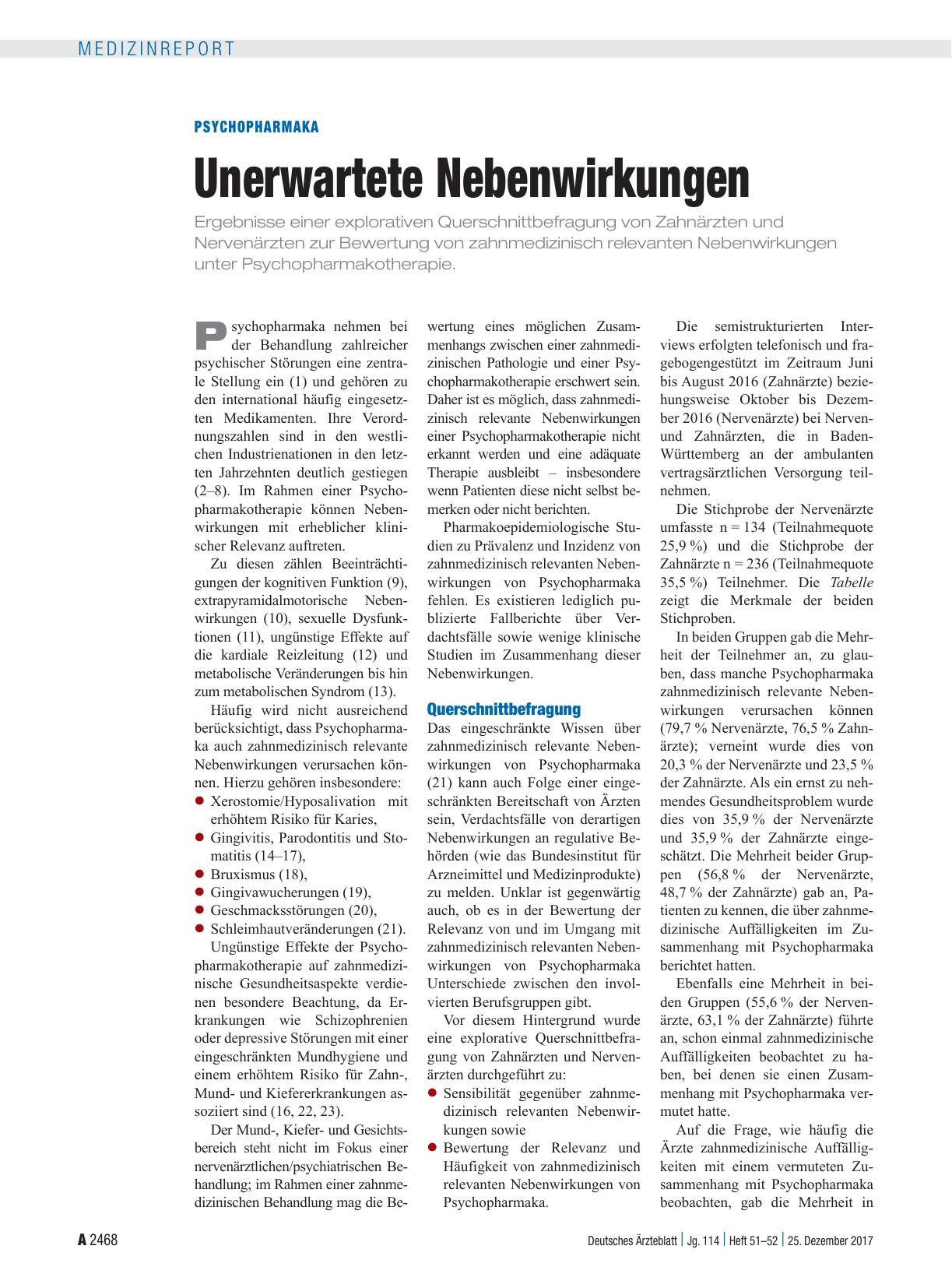 Vorschauseite 1: Psychopharmaka: Unerwartete Nebenwirkungen