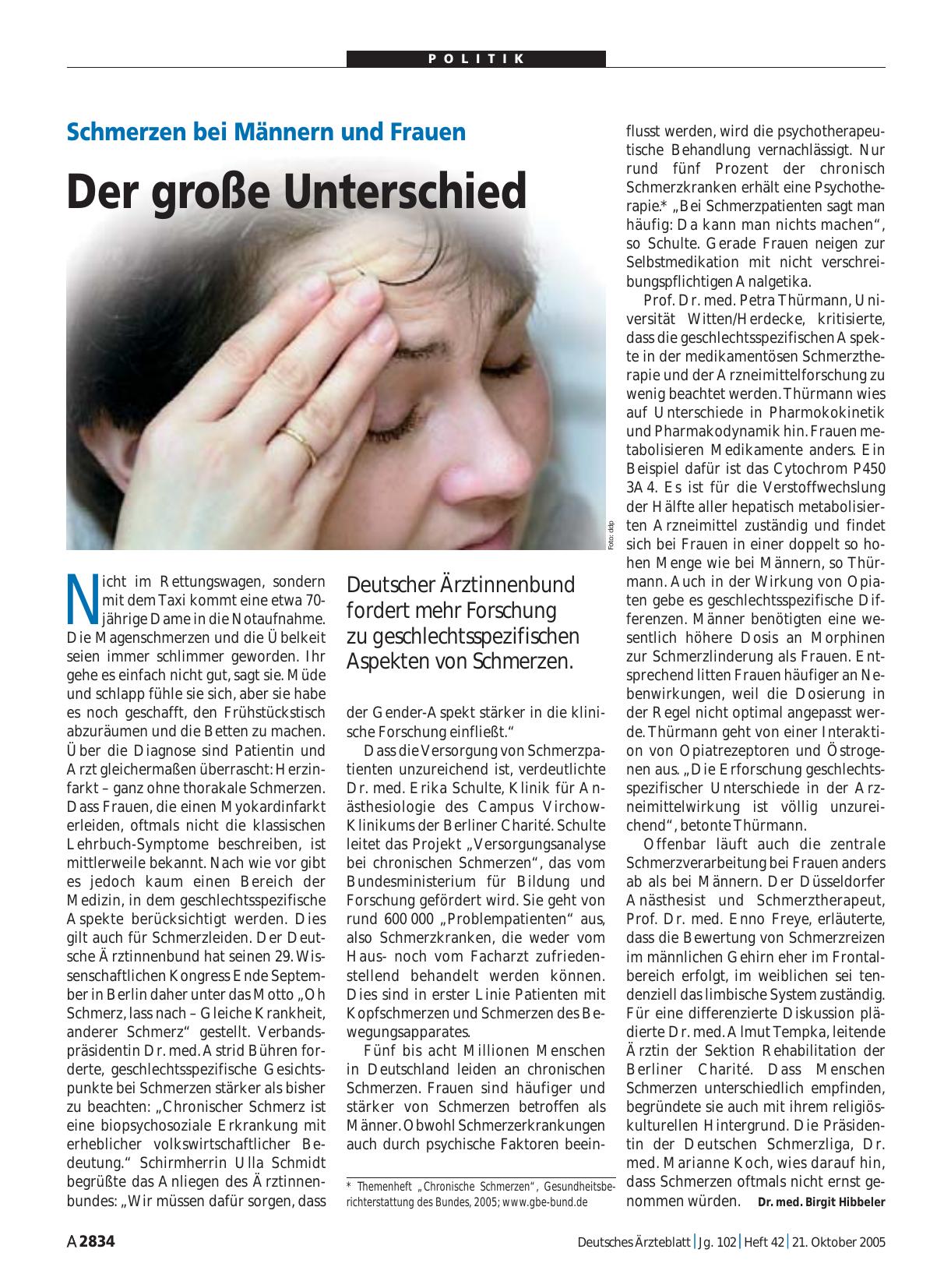 Vorschauseite 1: Schmerzen bei Männern und Frauen: Der große Unterschied