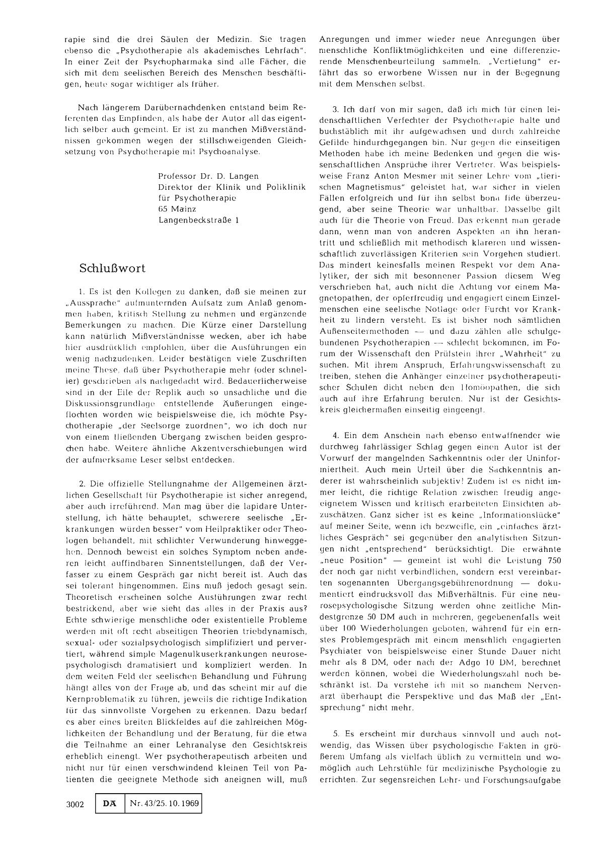 Vorschauseite 1: Psychotherapie als akademisches Lehrfach? : Schlußwort