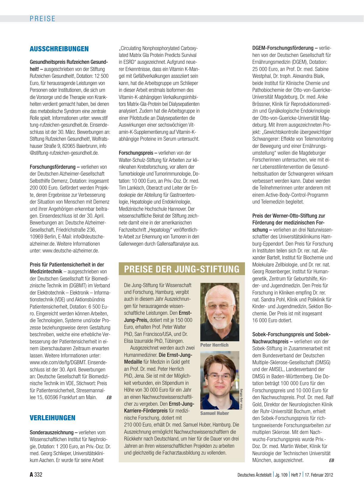 Vorschauseite 1: Ausschreibungen