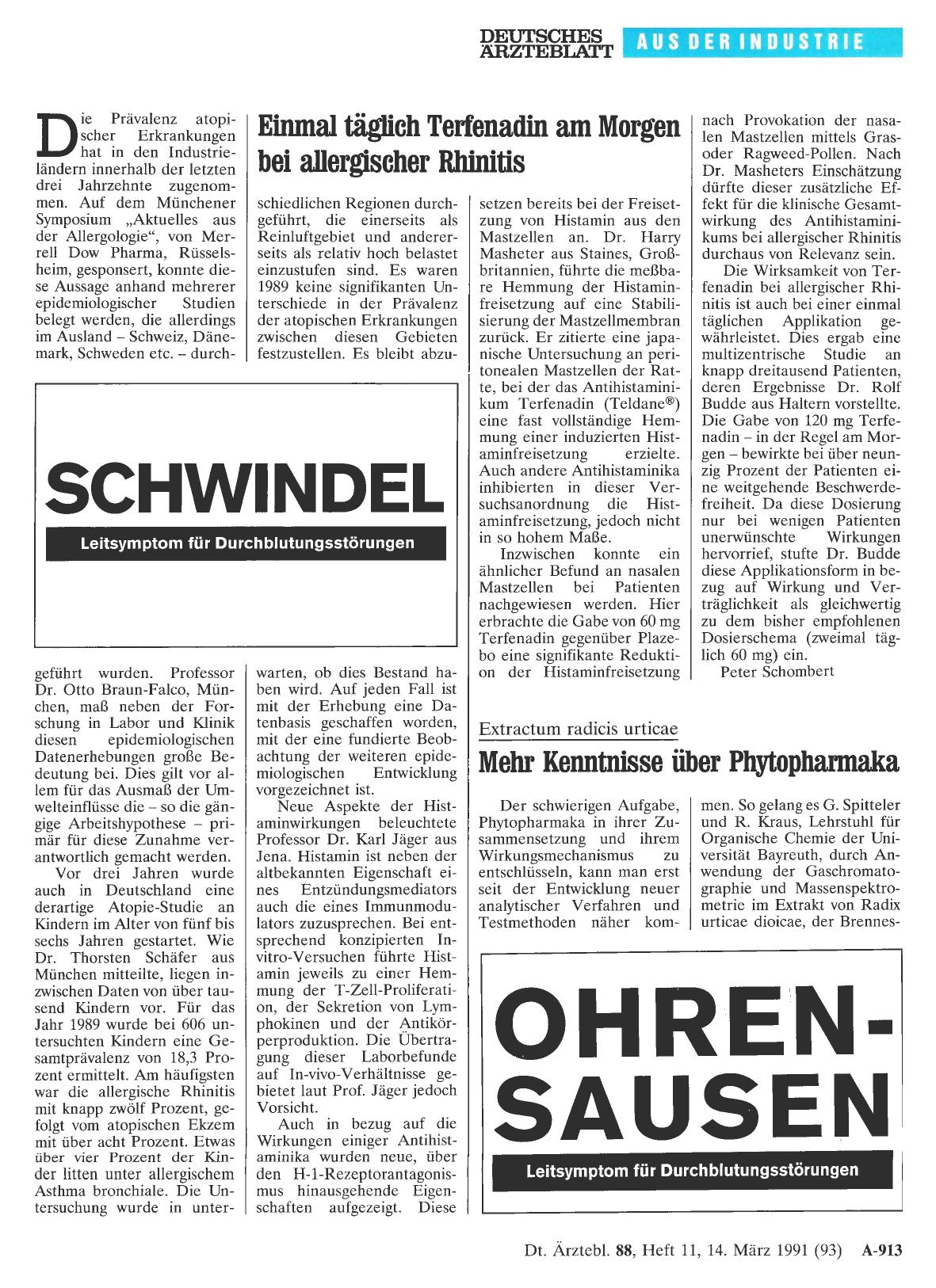 Vorschauseite 1: Einmal täglich Terfenadin am Morgen bei allergischer Rhinitis