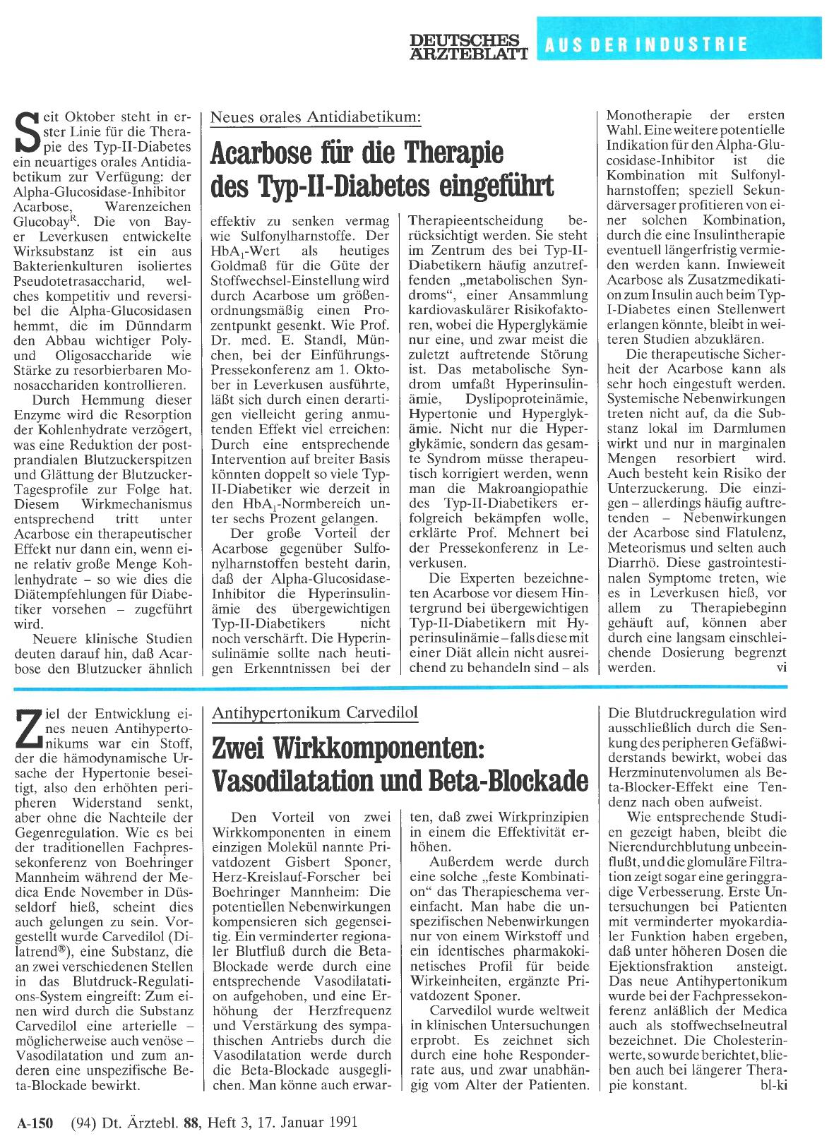 Vorschauseite 1: Antihypertonikum Carvedilol: Zwei Wirkkomponenten: Vasodilatation und Beta-Blockade